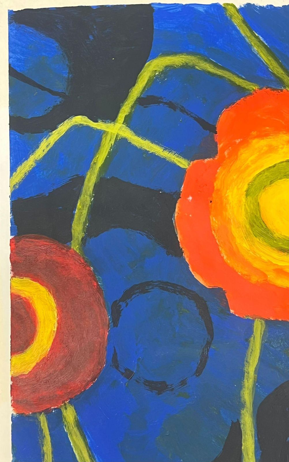 Jill Jacksonbold Abstract Floral Composition With Vibrant Colors On Dark Background photo for sale