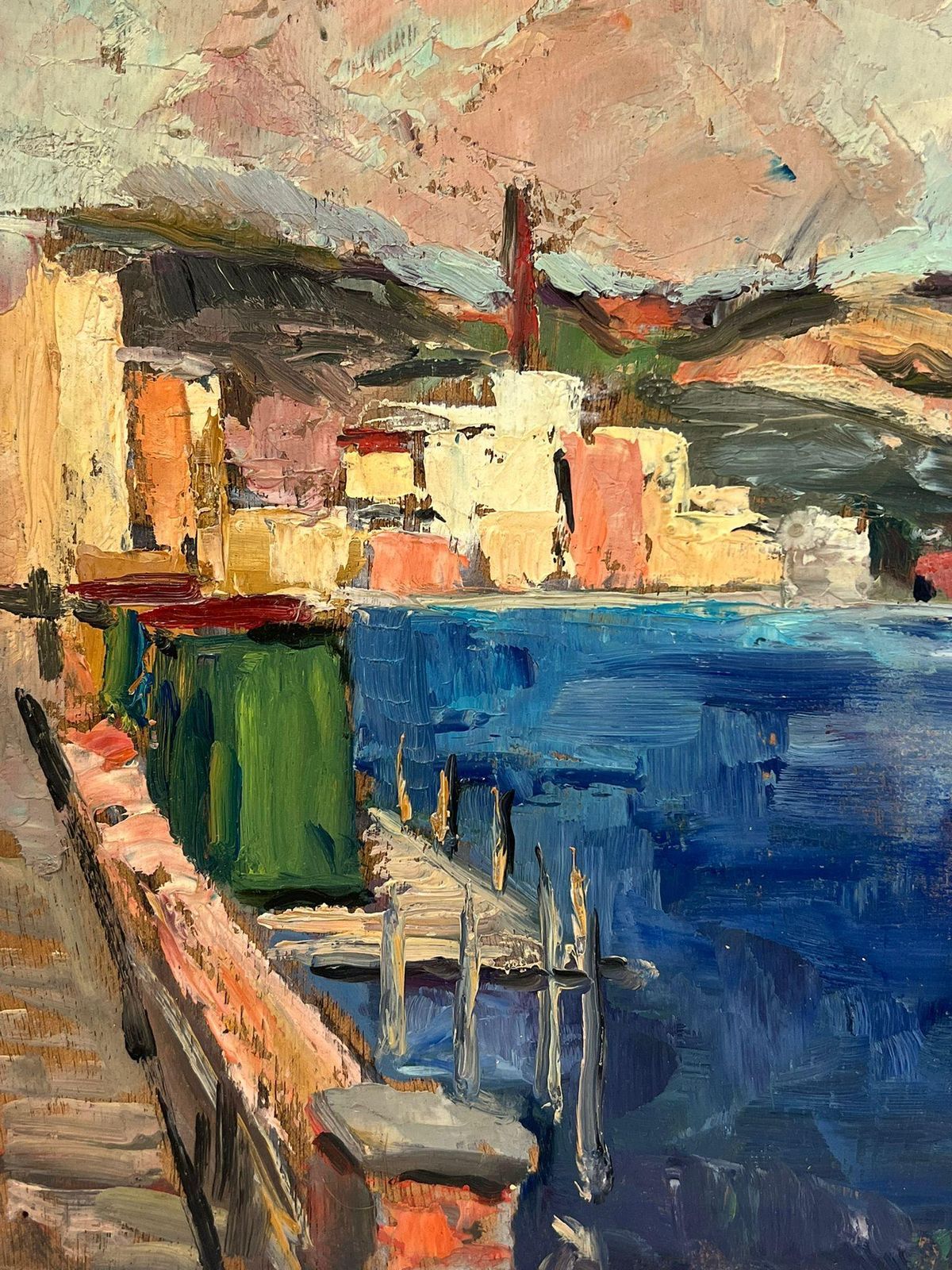 Regine Davidvibrant Coastal Scene Serene Bright Blue Harbor Landscape1950's photo Art