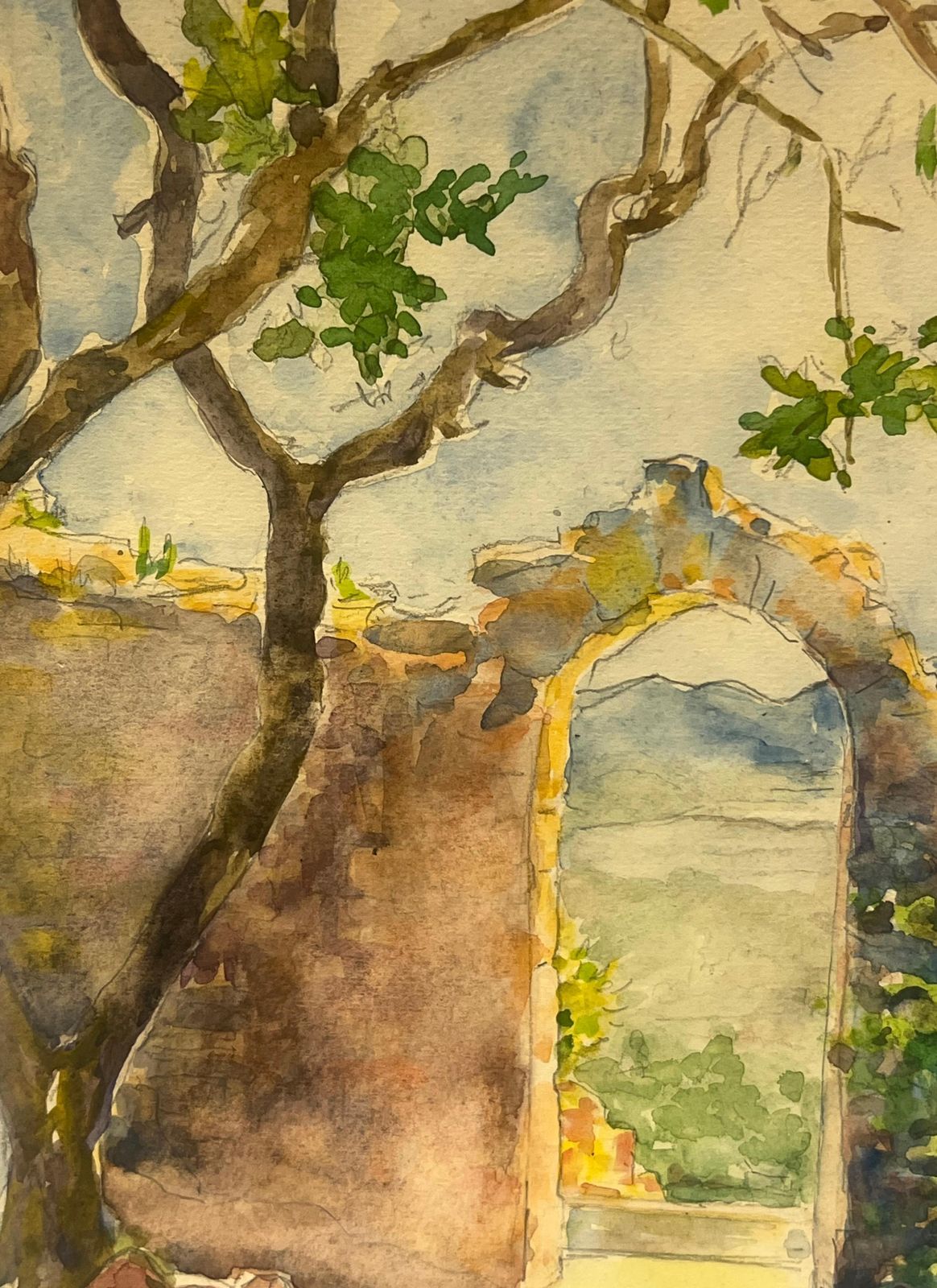 Regine Davidrustic Stone Archway With Scenic Coastal View Captivating Watercolor Landscape1936 photo 316.0