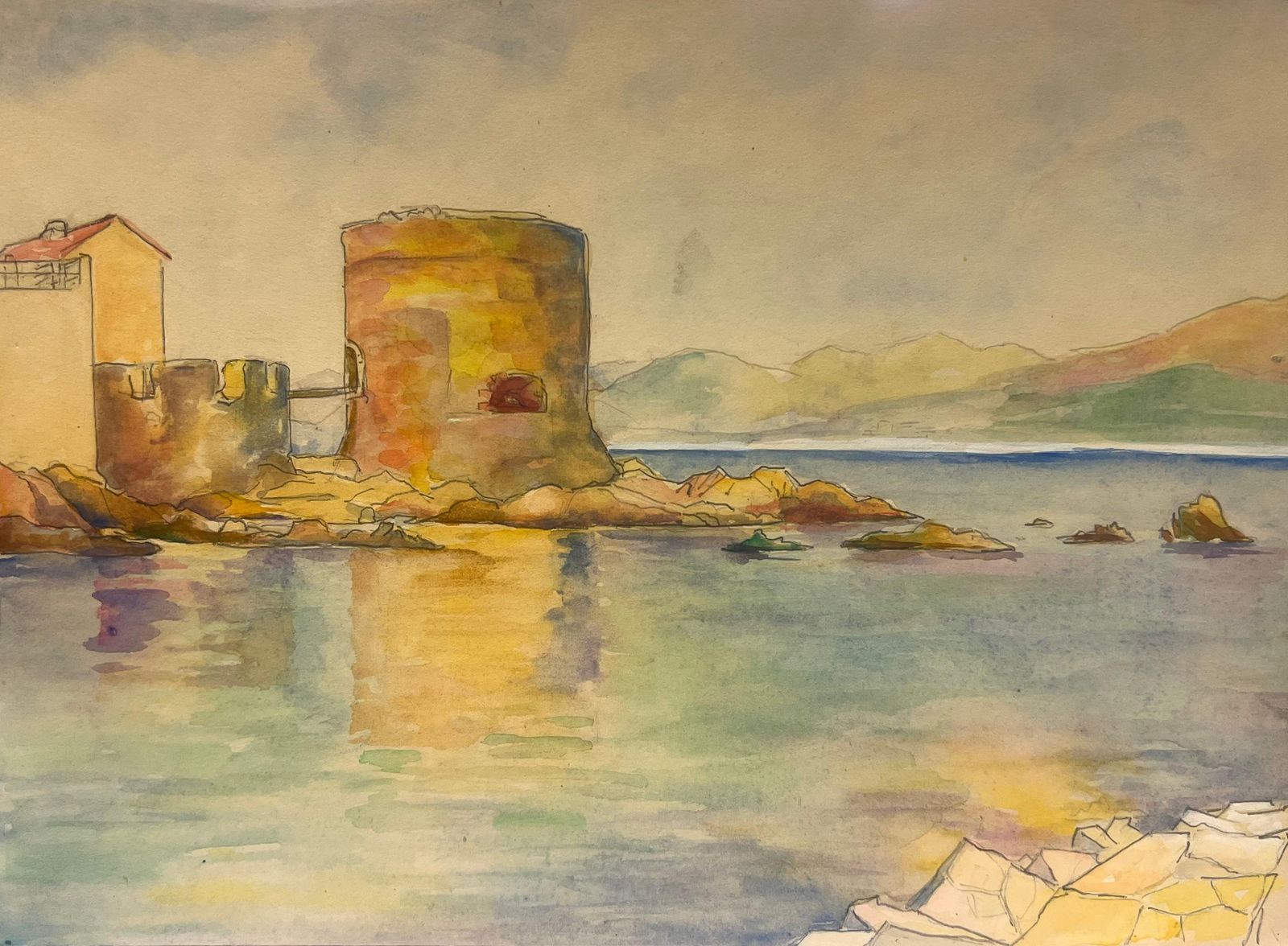 Regine Davidcoastal Fortress With Reflections On Calm Waters St Tropez Landscape1987