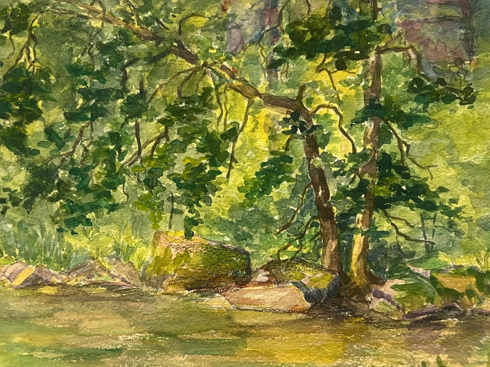 Regine Davidforest Scene With Sunlit Foliage Tranquil Watercolor Banks Of The Buëch River1932 photo furniture