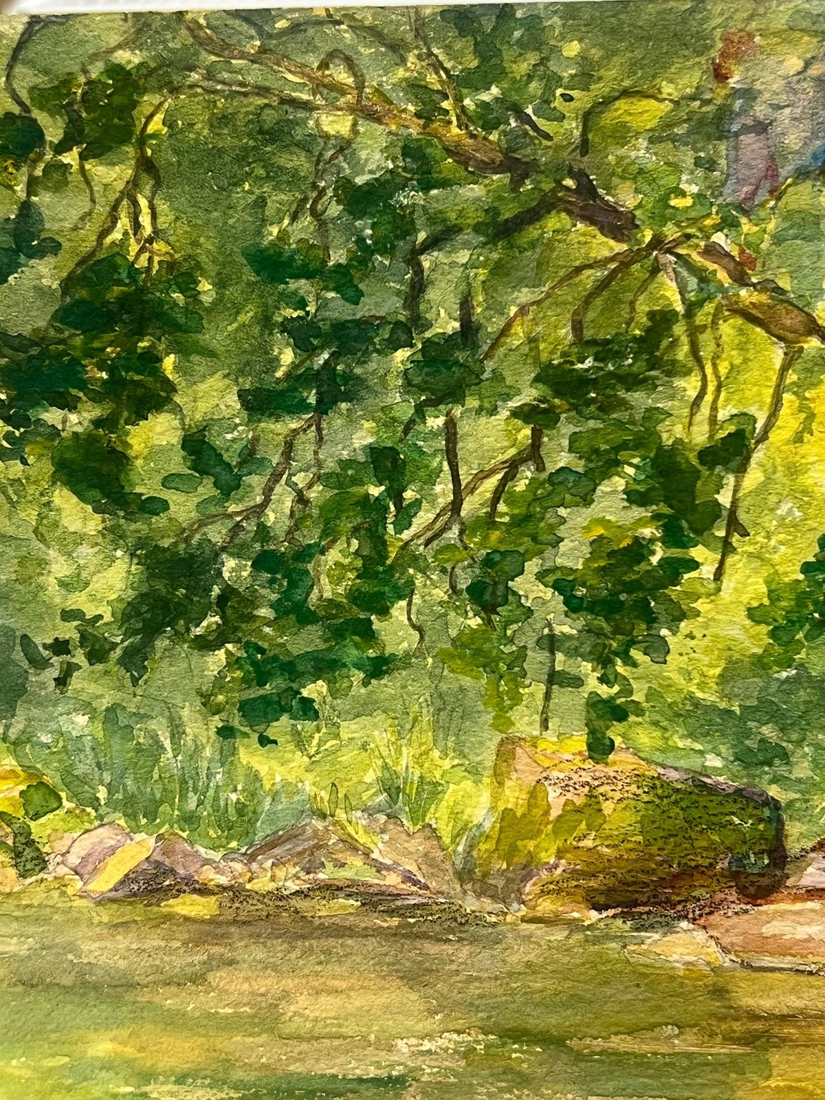Regine Davidforest Scene With Sunlit Foliage Tranquil Watercolor Banks Of The Buëch River1932 photo Art