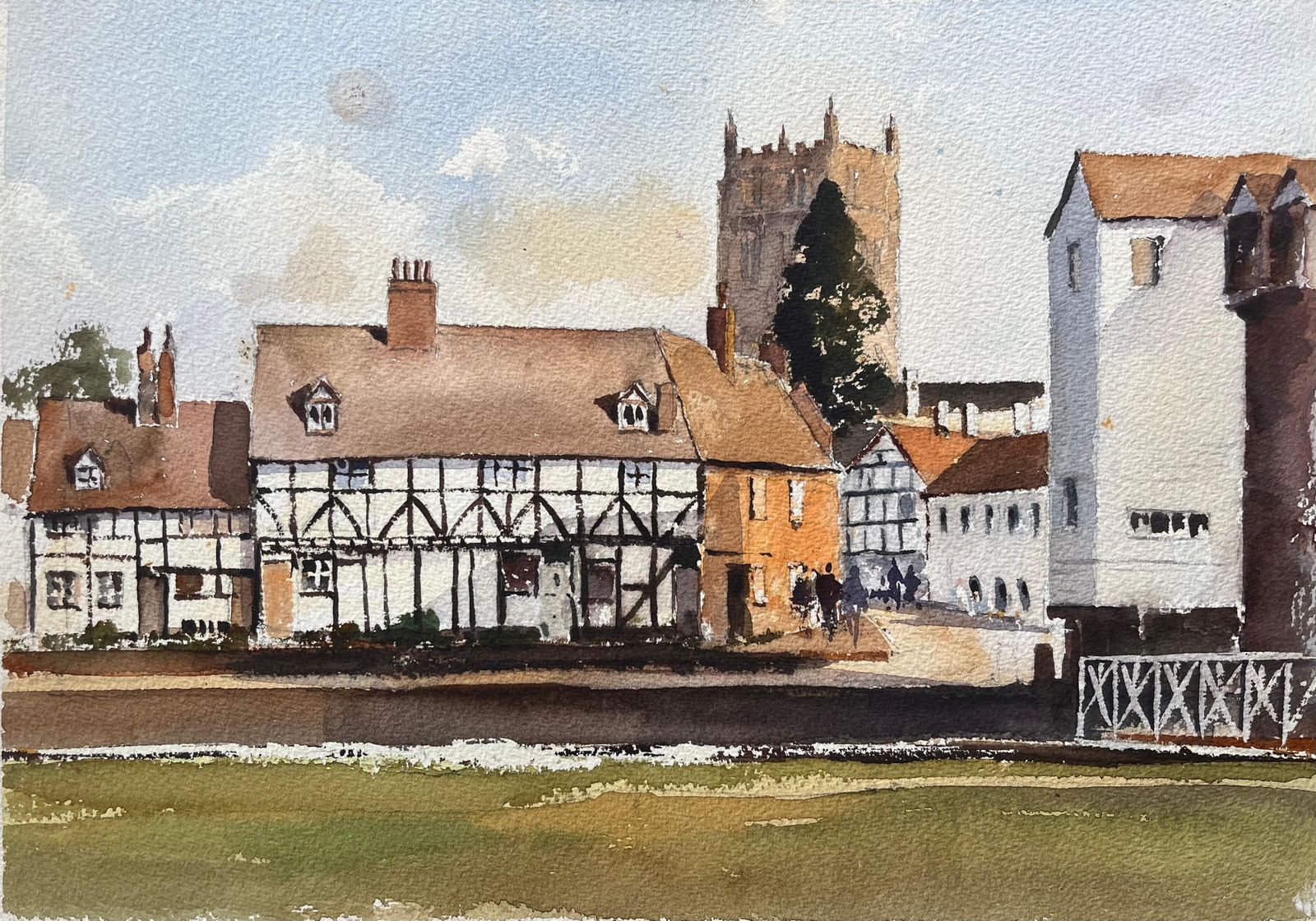 Anthony Averybritish Impressionist Watercolor Of A Traditional English Village Scene