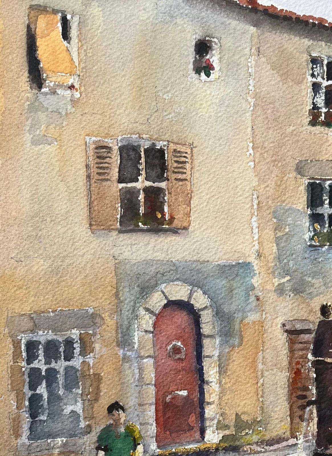 Anthony Averyimpressionist Watercolor Of French Village Scene With Fountain And Boules Player photo 398.0