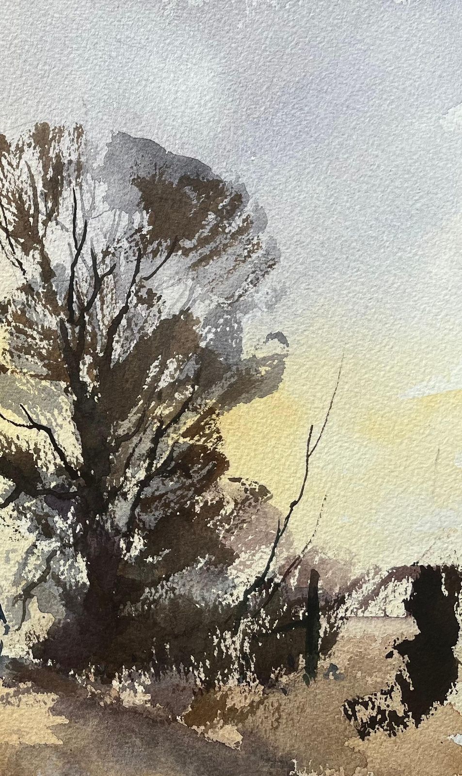 Anthony Averybritish Impressionist Watercolor Of Two Silhouetted Figures Walking Along Path photo for sale