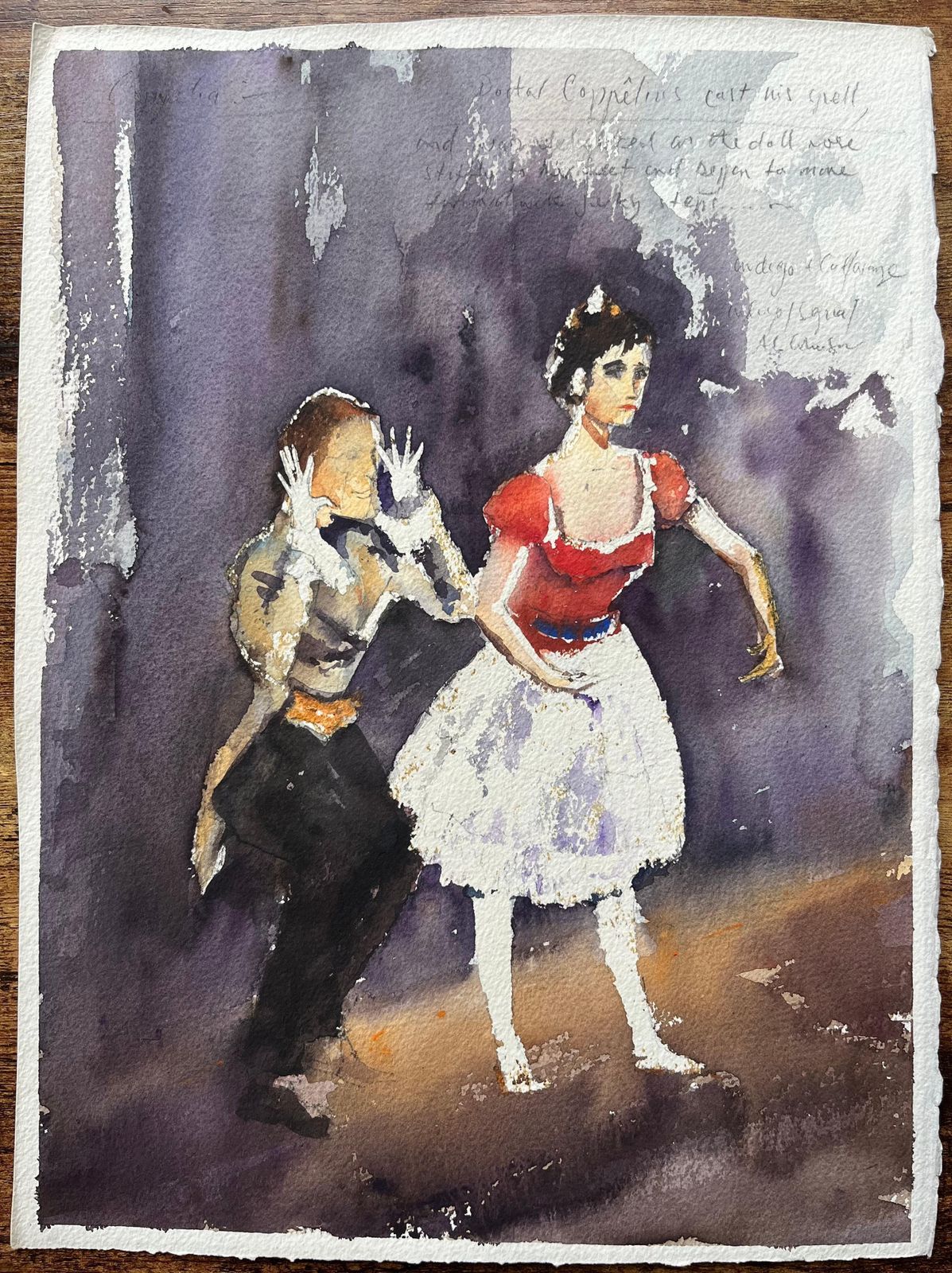 Anthony Averybritish Impressionist Watercolor Of Two Performers In A Scene From Coppélia photo furniture