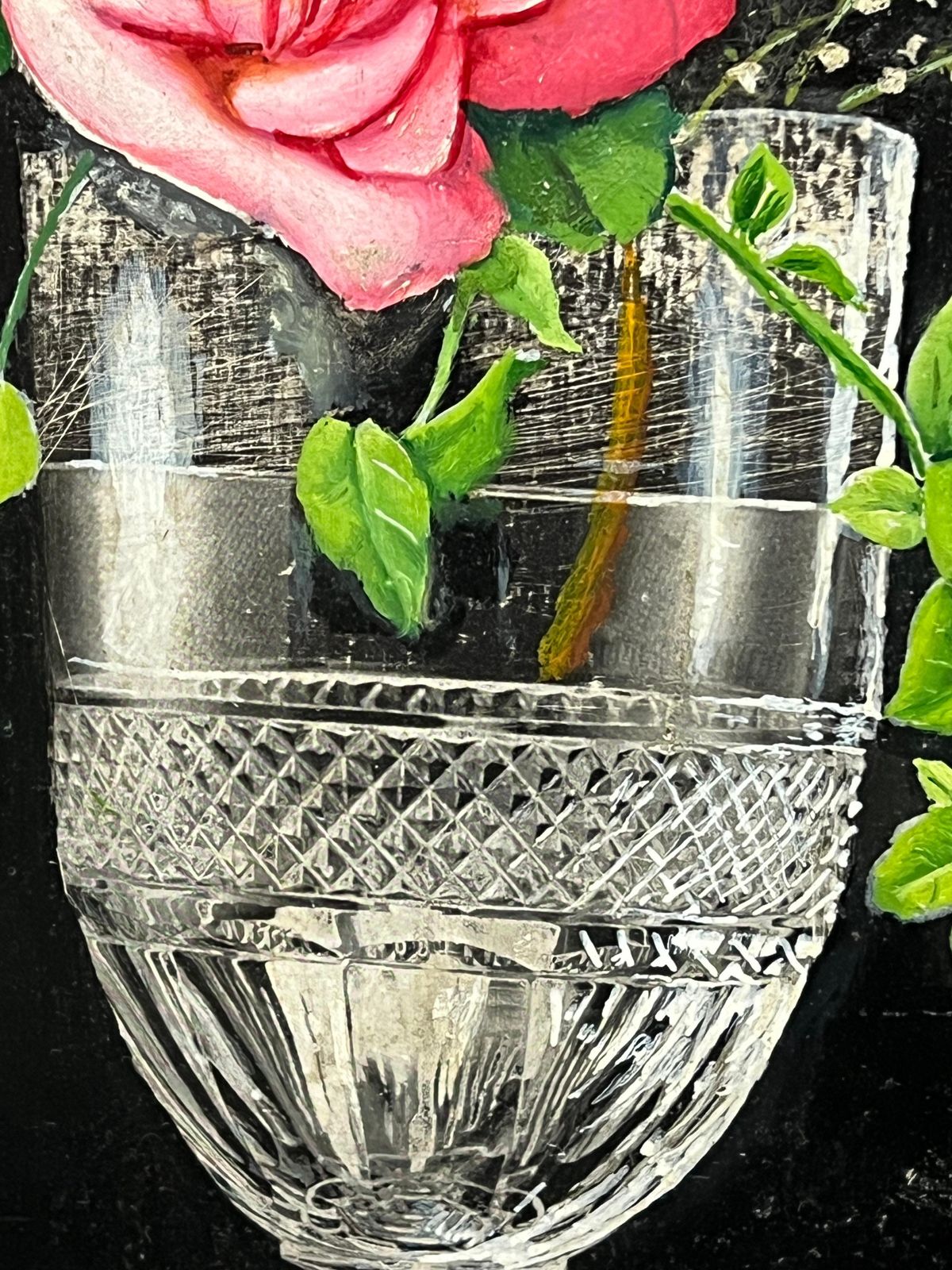 French Artistpair Mid 20th Century French Still Life Painting Ornate Flowers In Glass Vase1950 photo buy