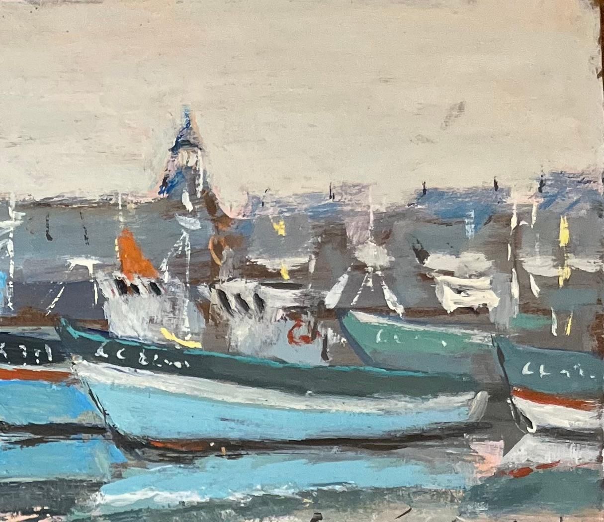 Fanch Lelfrench Impressionist Oil Painting Of Concarneau Harbor In Morning Light1998 photo Art