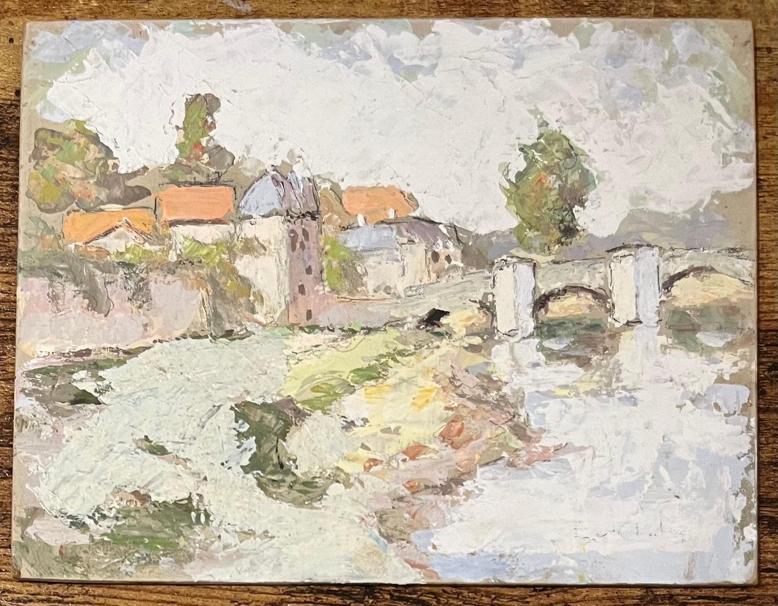 Fanch Lelfrench Impressionist Oil Painting Of Riverside View Of Saint Savin Sur Gartempe1996 photo furniture