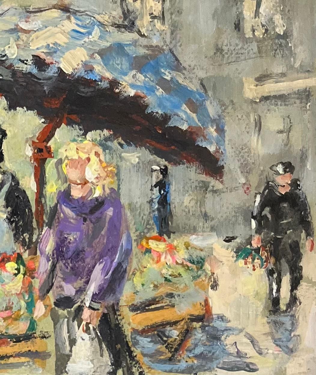 Fanch Lelfrench Impressionist Oil Painting Of Le Marché Scene With Figures2003 photo 688.0