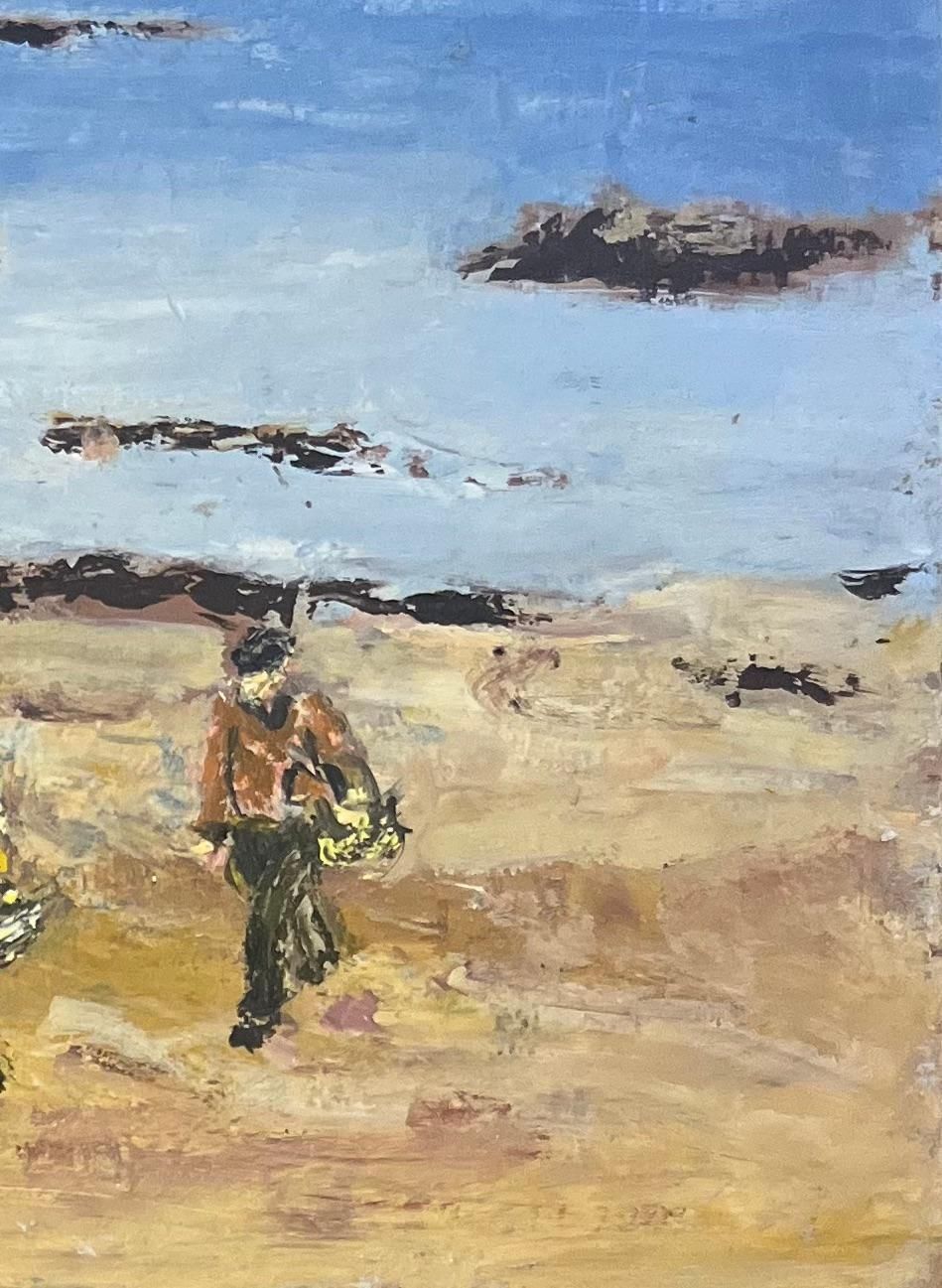 Fanch Lelfrench Impressionist Oil Painting Of Shellfish Gatherers By The Shoreline20th Century photo for sale