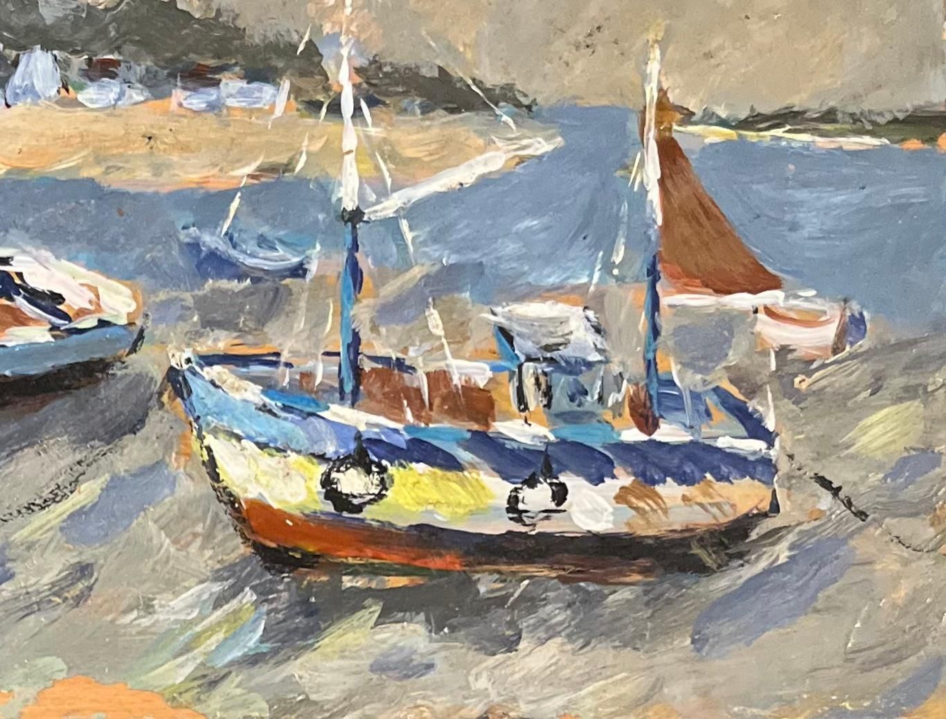 Fanch Lelfrench Impressionist Oil Painting Of Boats At Le Guido2003 photo for sale