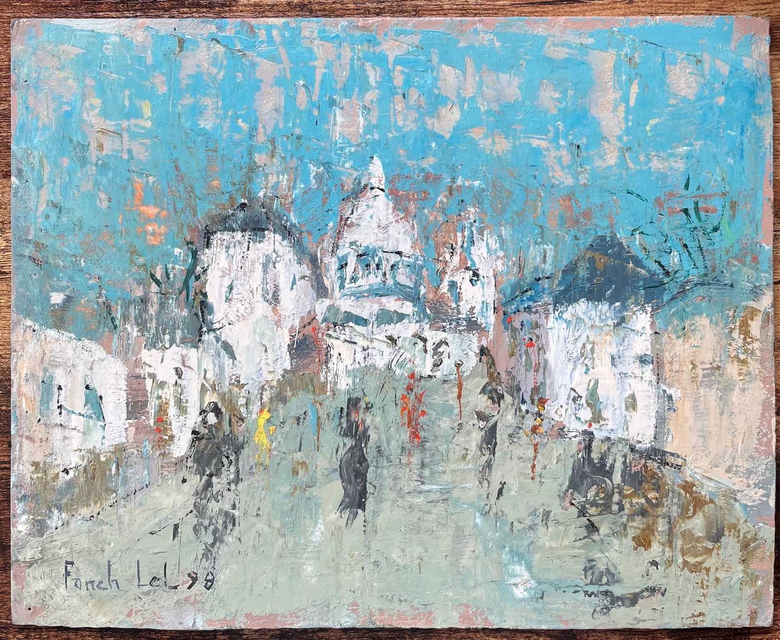 Fanch Lelfrench Impressionist Oil Painting Of View Of The Old Bridge At Espalion, Aveyron1998 photo furniture