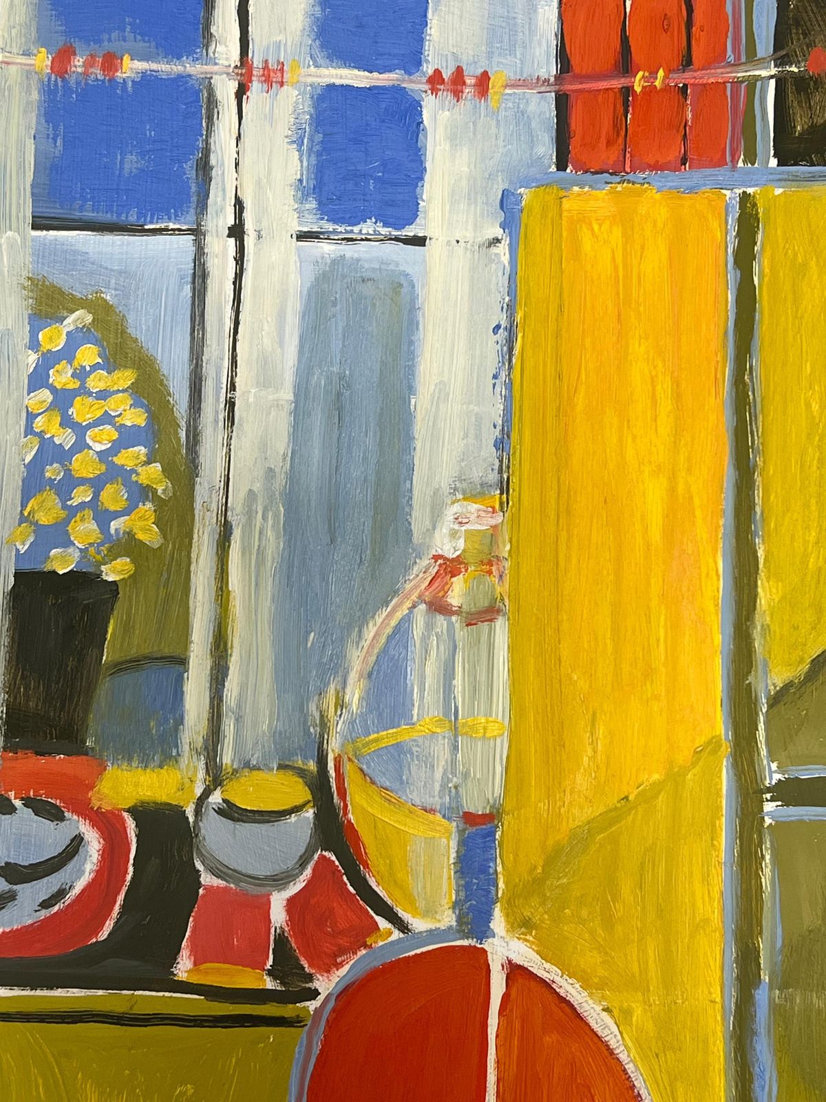 Jill Jacksoncolorful Interior Scene With A Bold Red Chair Geometric Interior British Oil photo Art