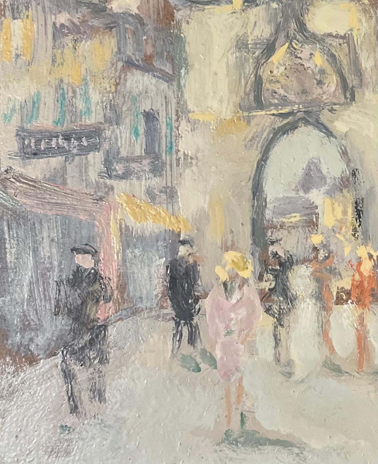 Fanch Lelfrench Impressionist Oil Painting Of Village Scene With Gothic Architecture20th Century photo Art