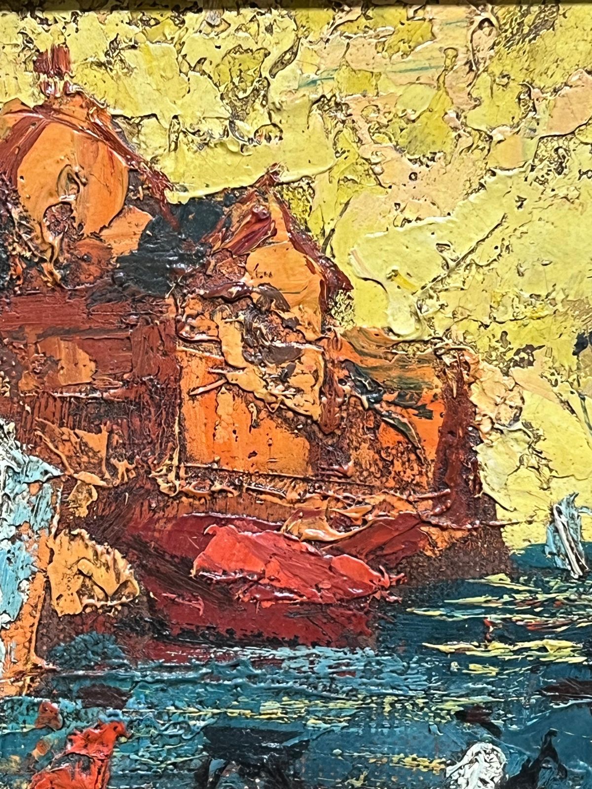 Henry D'antyvibrant Mid 20th Century Modernist Med Seascape Sailboats & Coastal Buildings20th Century photo 967.0