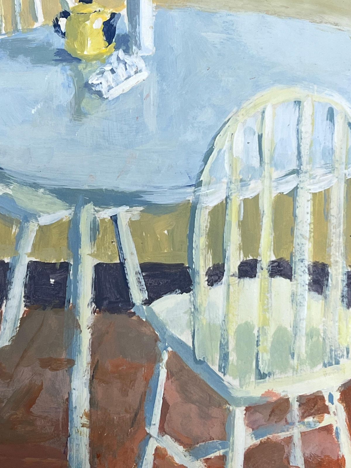 Helen Greenfieldcontemporary British Modernist Oil Painting Kitchen Table & Chairs Still Life photo for sale