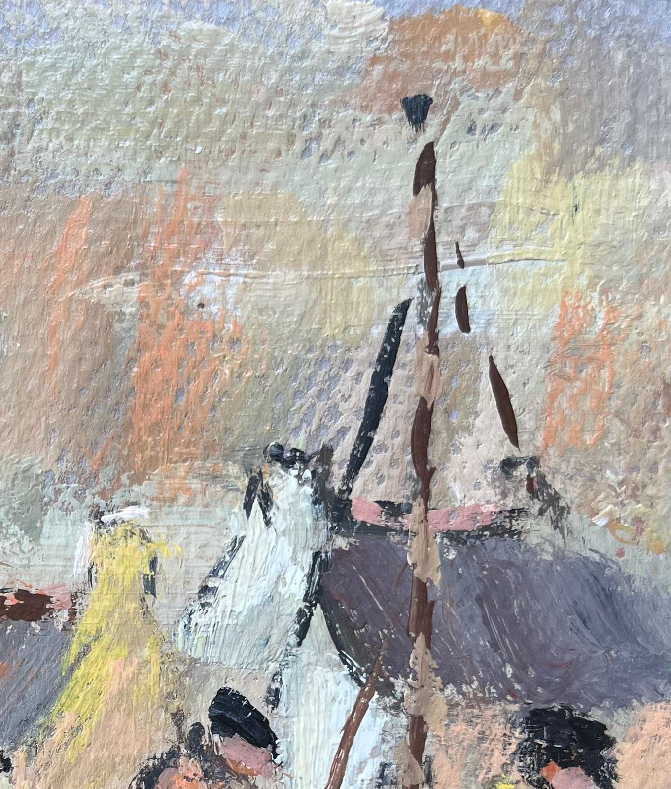 Fanch Lelfrench Impressionist Oil Painting Of A Scene Of Two Figures Along A Quiet Harbor2006 photo vinterior
