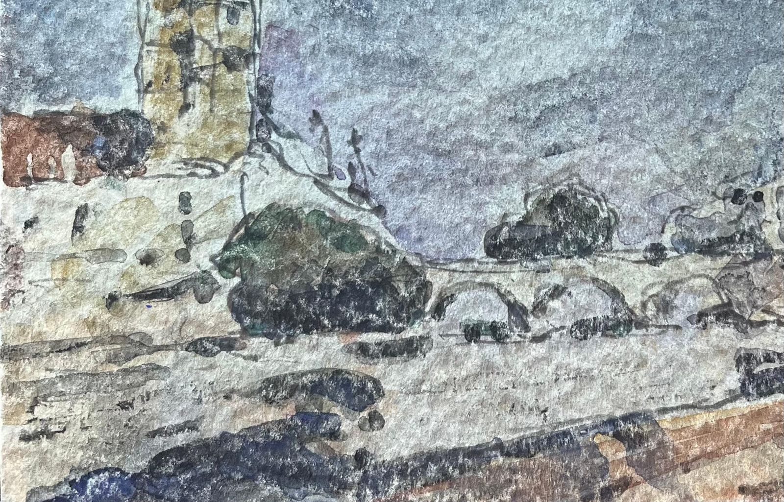 Maurice Mazeiliefrench Impressionist Watercolor Of La Conciergerie And The Pont Au Change20th Century photo Art