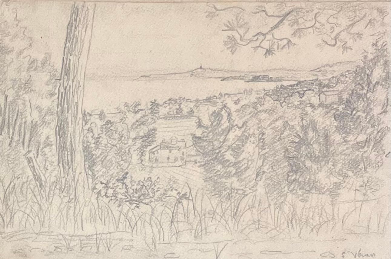 Josine Vignonmid Century French Pencil Drawings Of Various Landscapes1950's photo Art