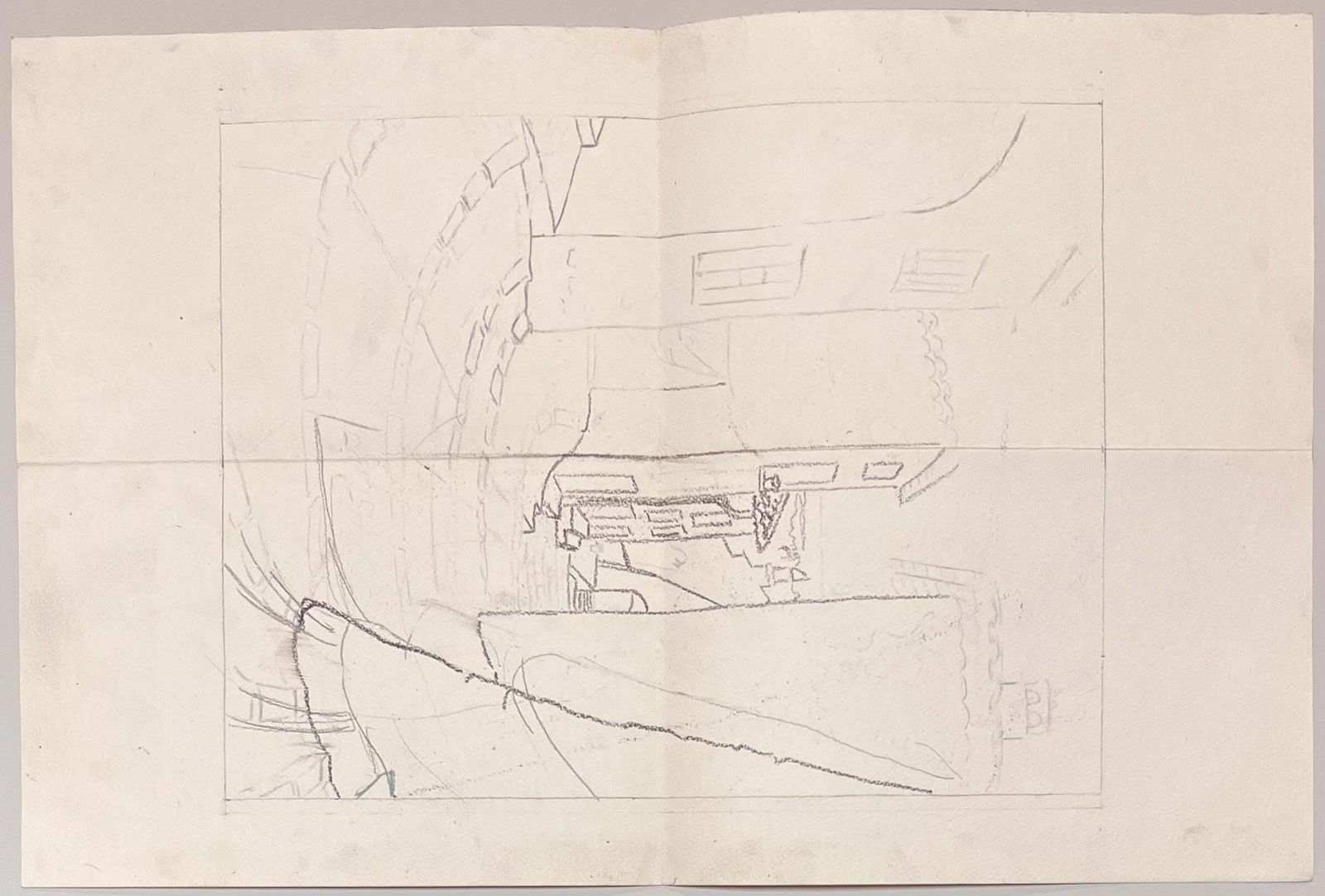Josine Vignonmid Century French Pencil Drawings Of Various Landscapes1950's photo vintage
