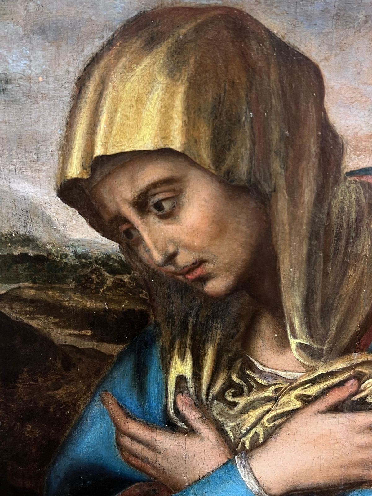 Very Rare Renaissance Old Master Oil Painting C. 1600 Oil On Panel The Madonnac. 1600 photo for sale