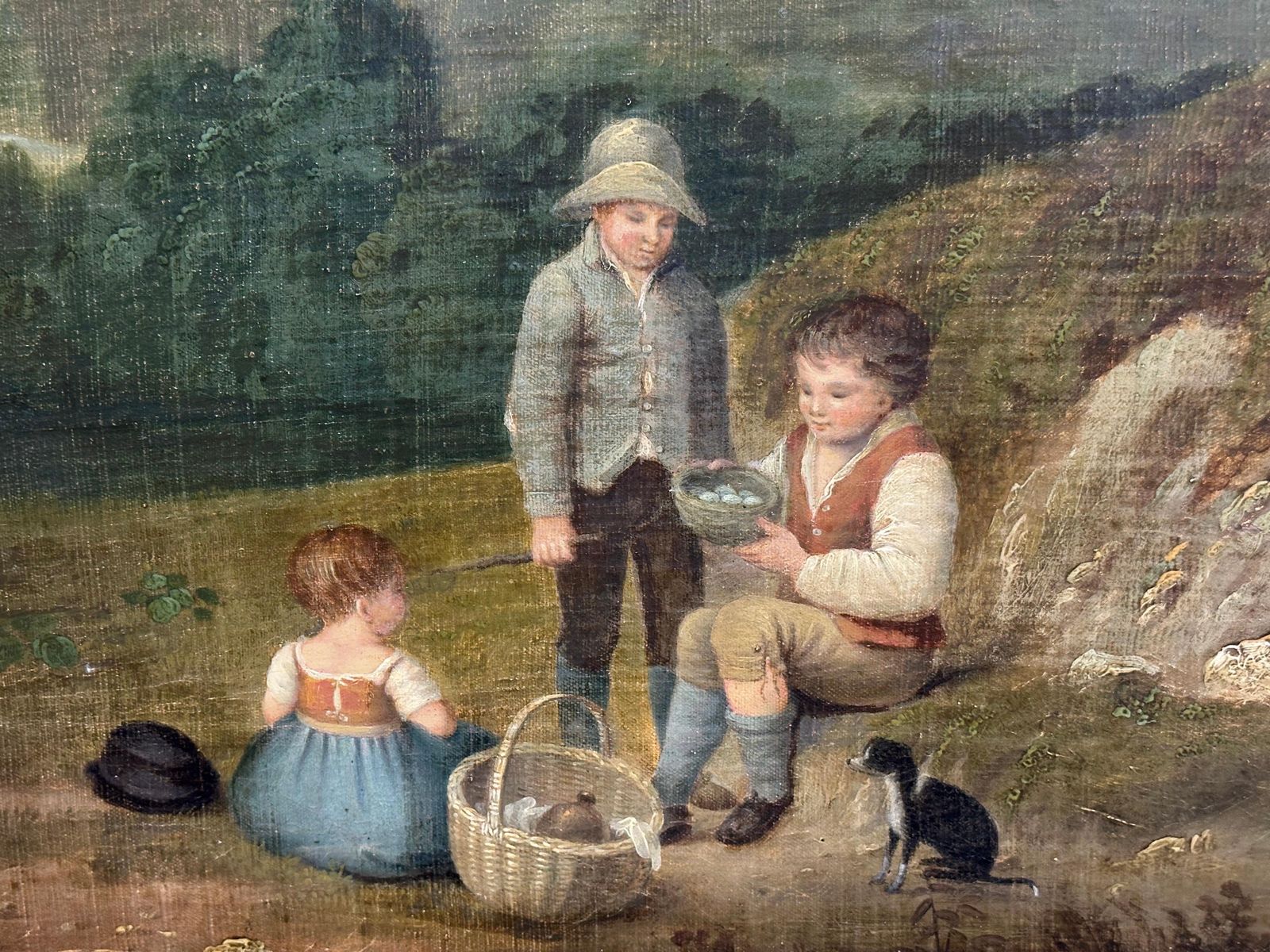 John Pennington (1773 1841) Huge Georgian 1820's English Oil Industrial Landscape With Mills Children Picnicc. 1820's photo Art