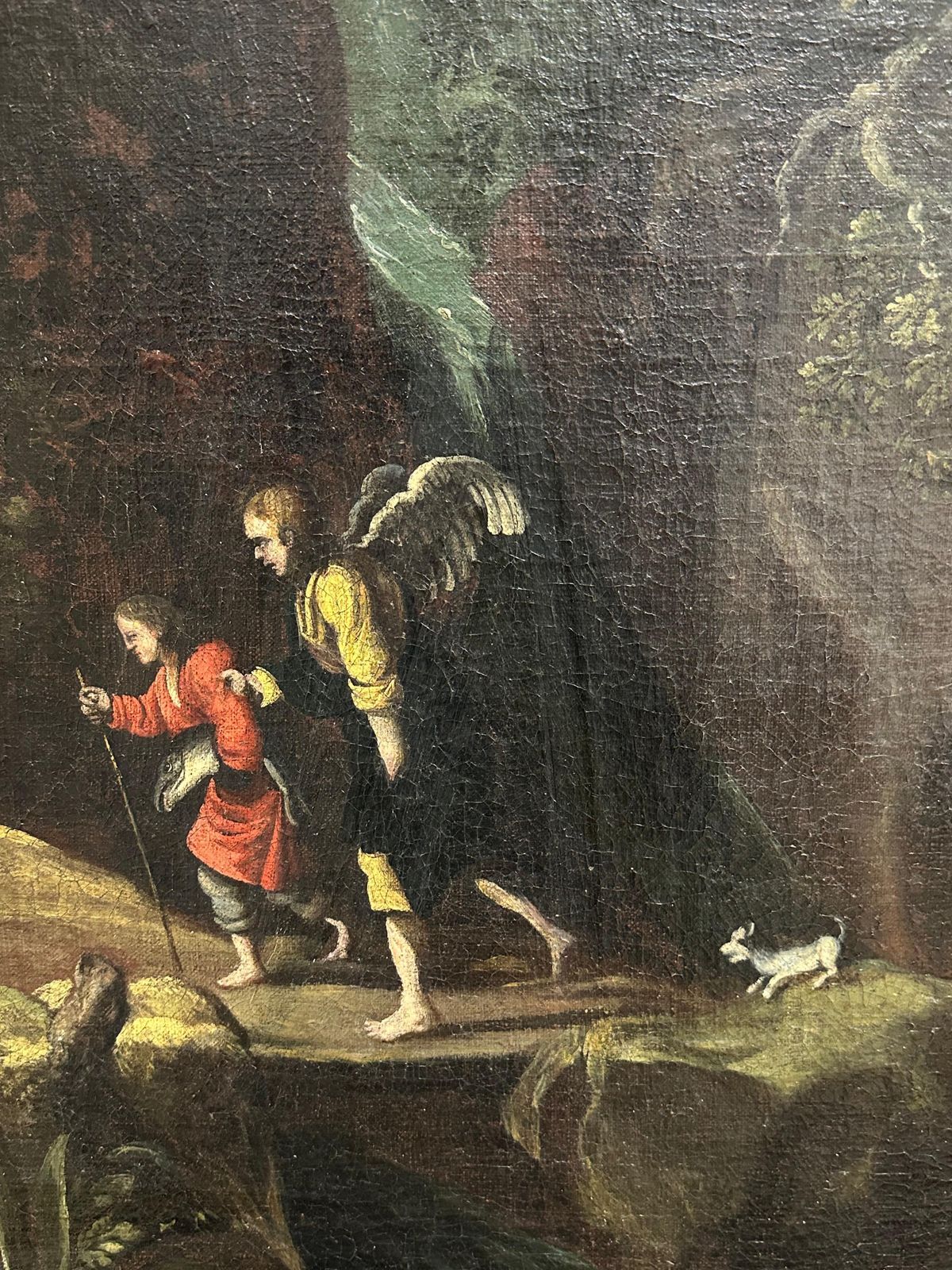 Huge 1600's Flemish Old Master Oil Painting Tobias & The Angel Baroque Landscape1600 photo Art