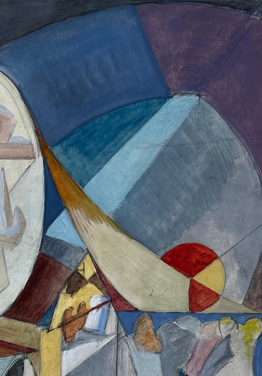 Guy Nicodcubist French Abstract Interior Scene With Figures Table And Geometric Shapes photo vinterior