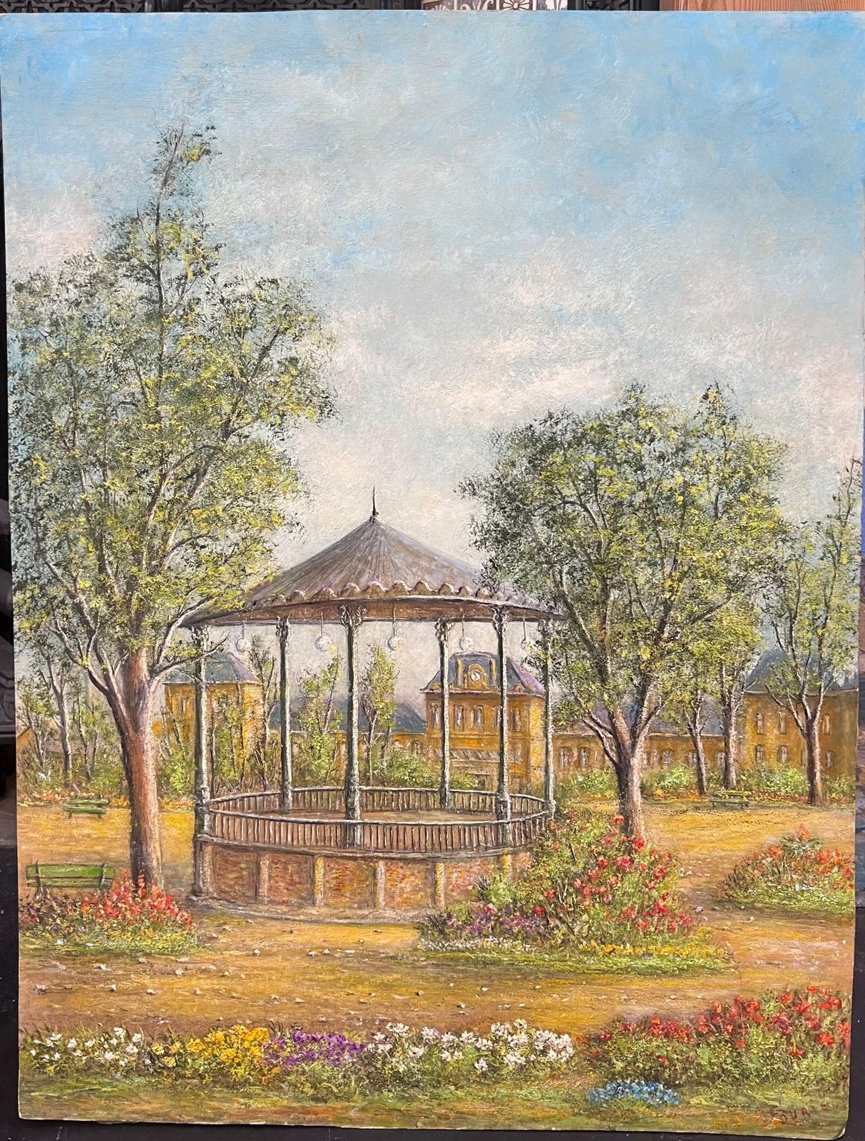 Jean Fouriesummer Grandstand In A Floral Garden Grounds Oil Landscape Painting photo furniture