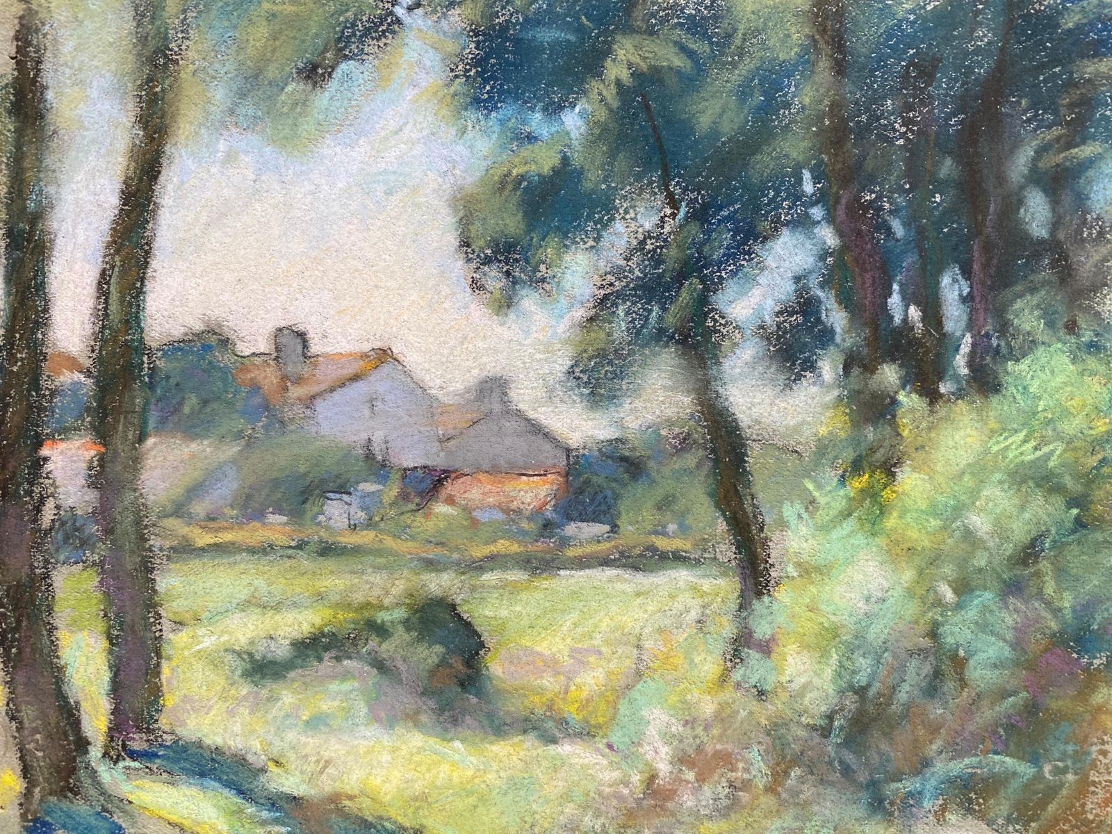 Unknowncamille Meriot Mid 20th Century Pastel French Impressionist Painting Rural Fieldcirca 1900s photo furniture