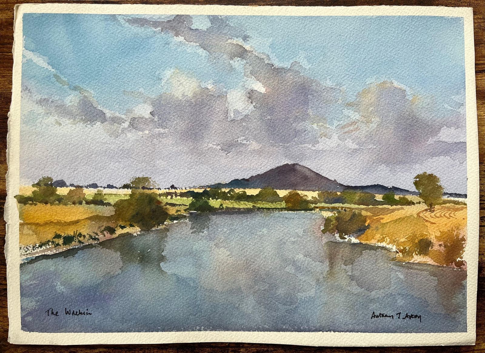 Anthony Averybritish Impressionist Watercolor Of The Wrekin And River Landscape photo for sale