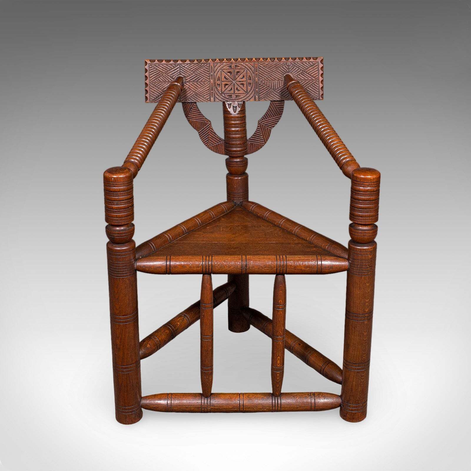 Antique Turner's Chair, English, Oak, Old Saxon, Elbow Seat, Victorian, C.1900 photo furniture