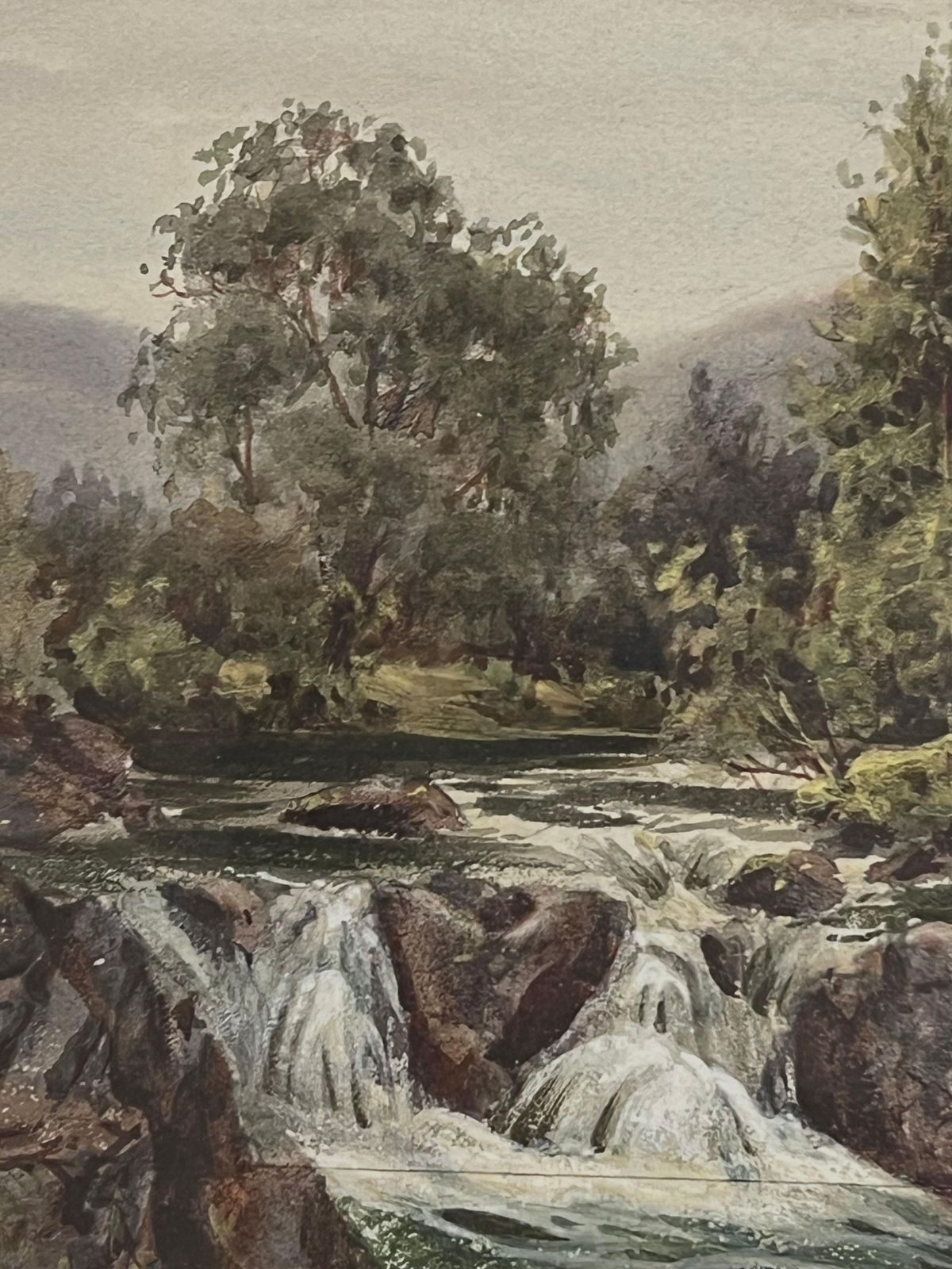 Issac Cooke Fine Victorian Watercolor Painting Pont Y Pair Bettws Y Coed Wales Waterfall photo Art