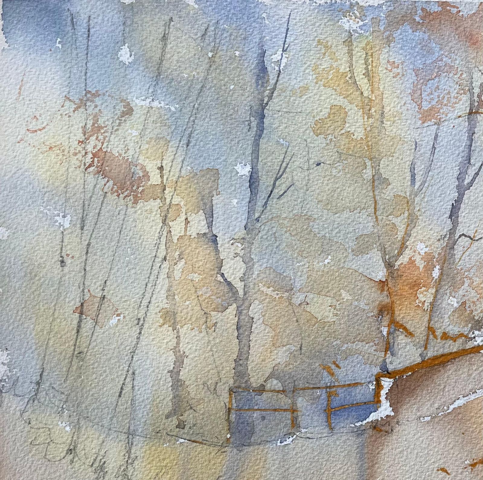 Anthony Avery British Watercolor Of A Woodland Path Leading To A Bridge In Autumn photo vinterior