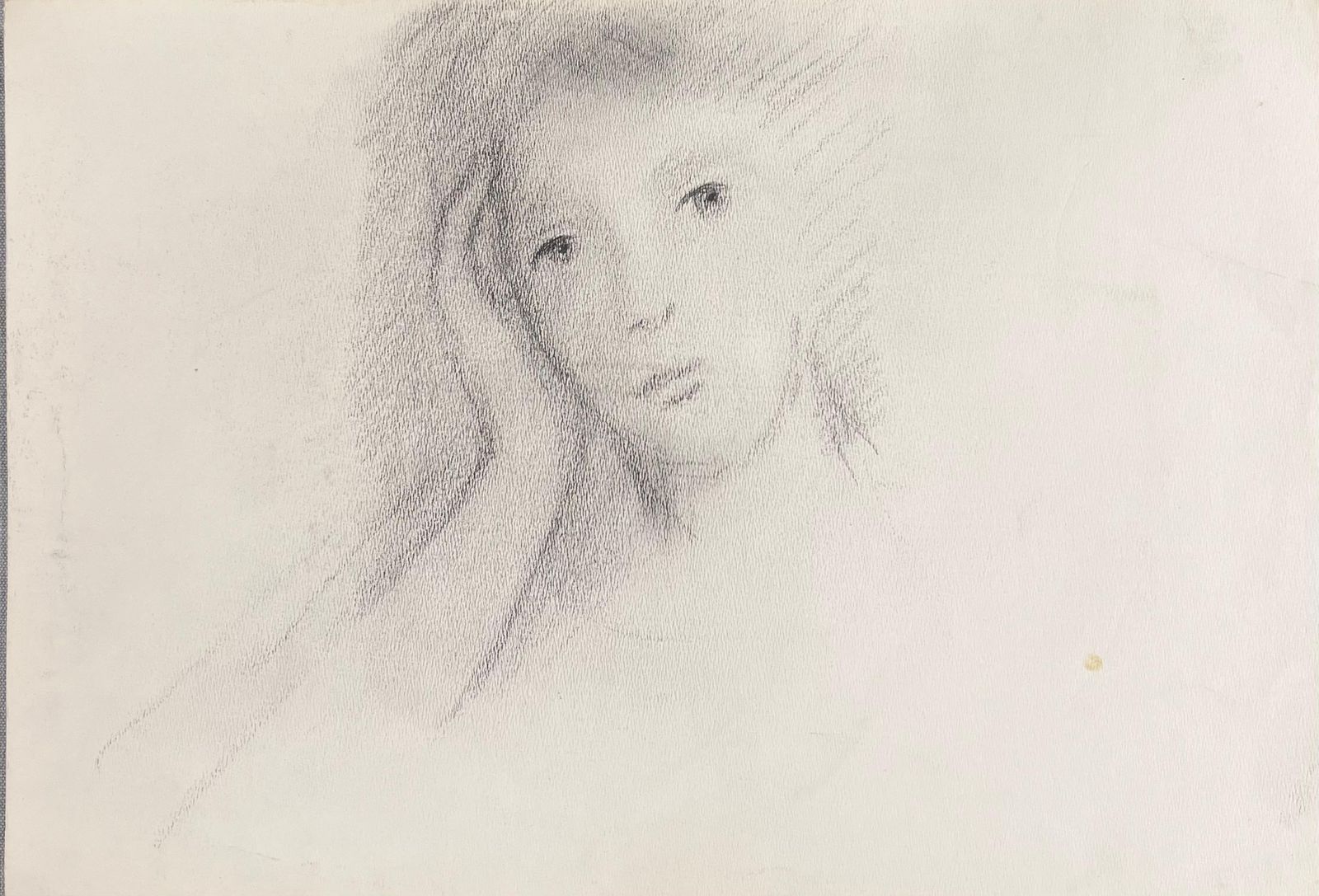 Robert Ladou Posed Face Portrait Of A Lady Pencil Sketch Original French Artwork 20th Century