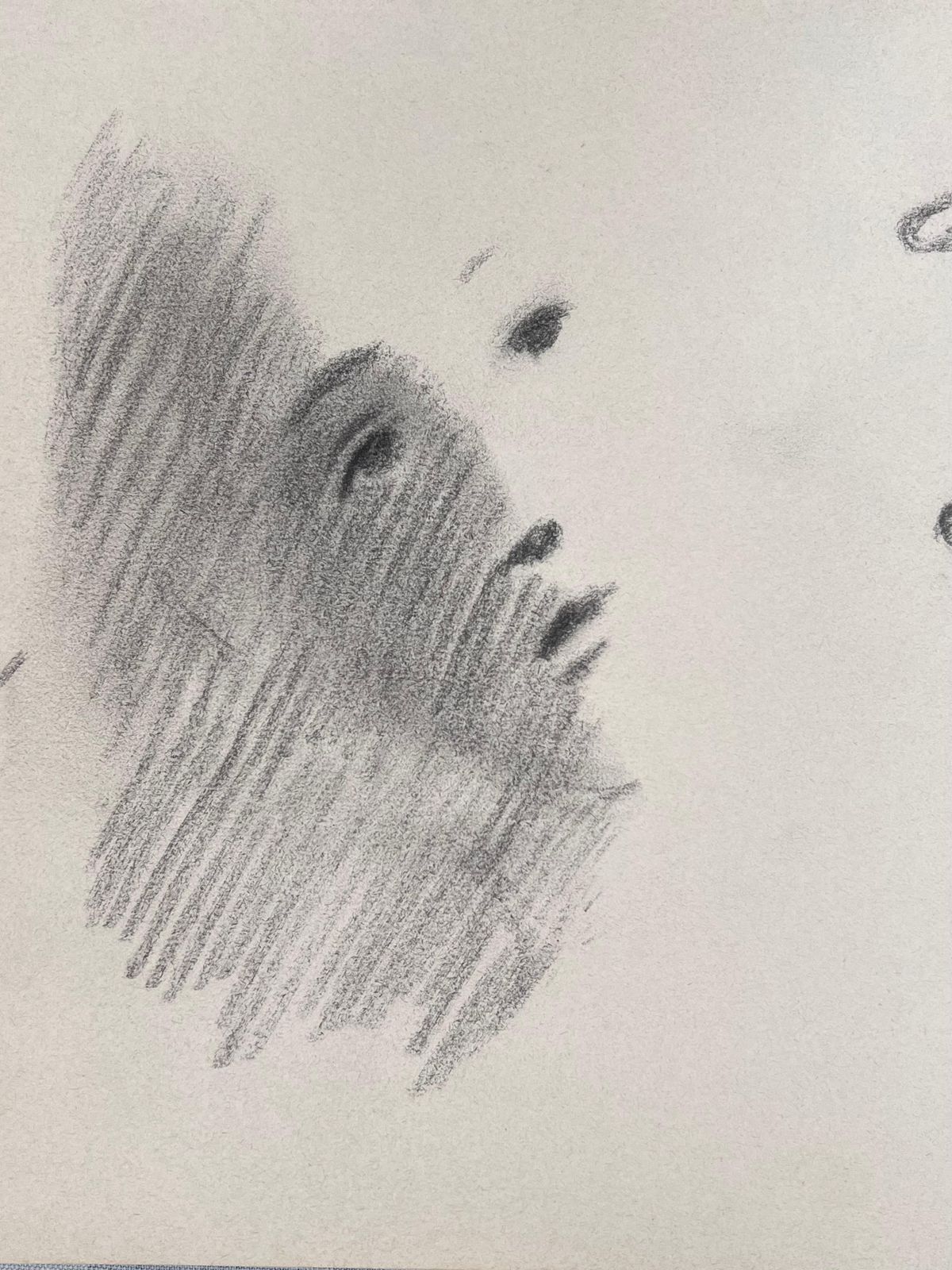 Robert Ladou Blurred Pencil Sketch Of A Face And Hands Original French Artwork 20th Century photo furniture