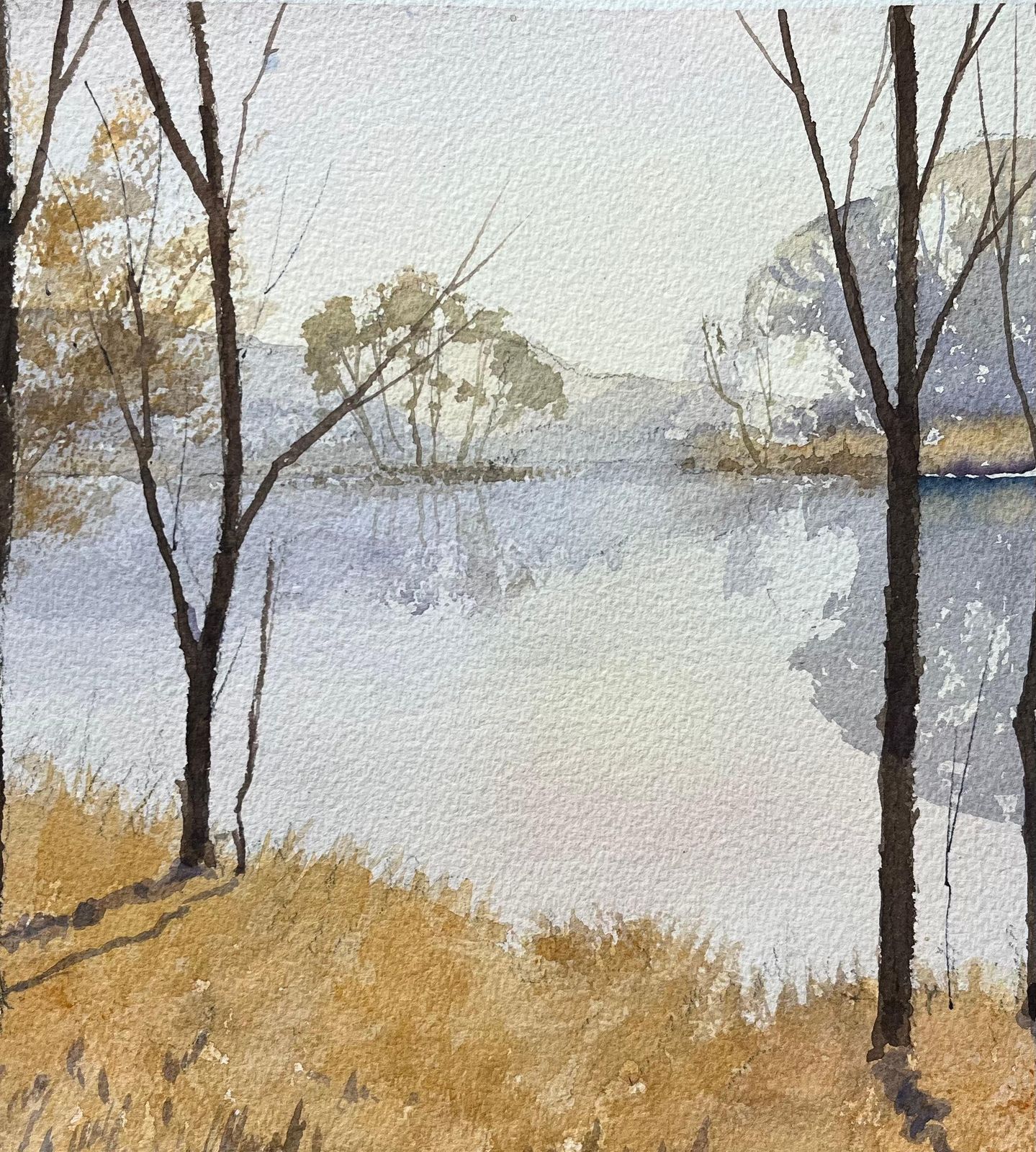 Anthony Avery British Impressionist Watercolor Of Sunlit Trees By A Tranquil Lake photo 493.0