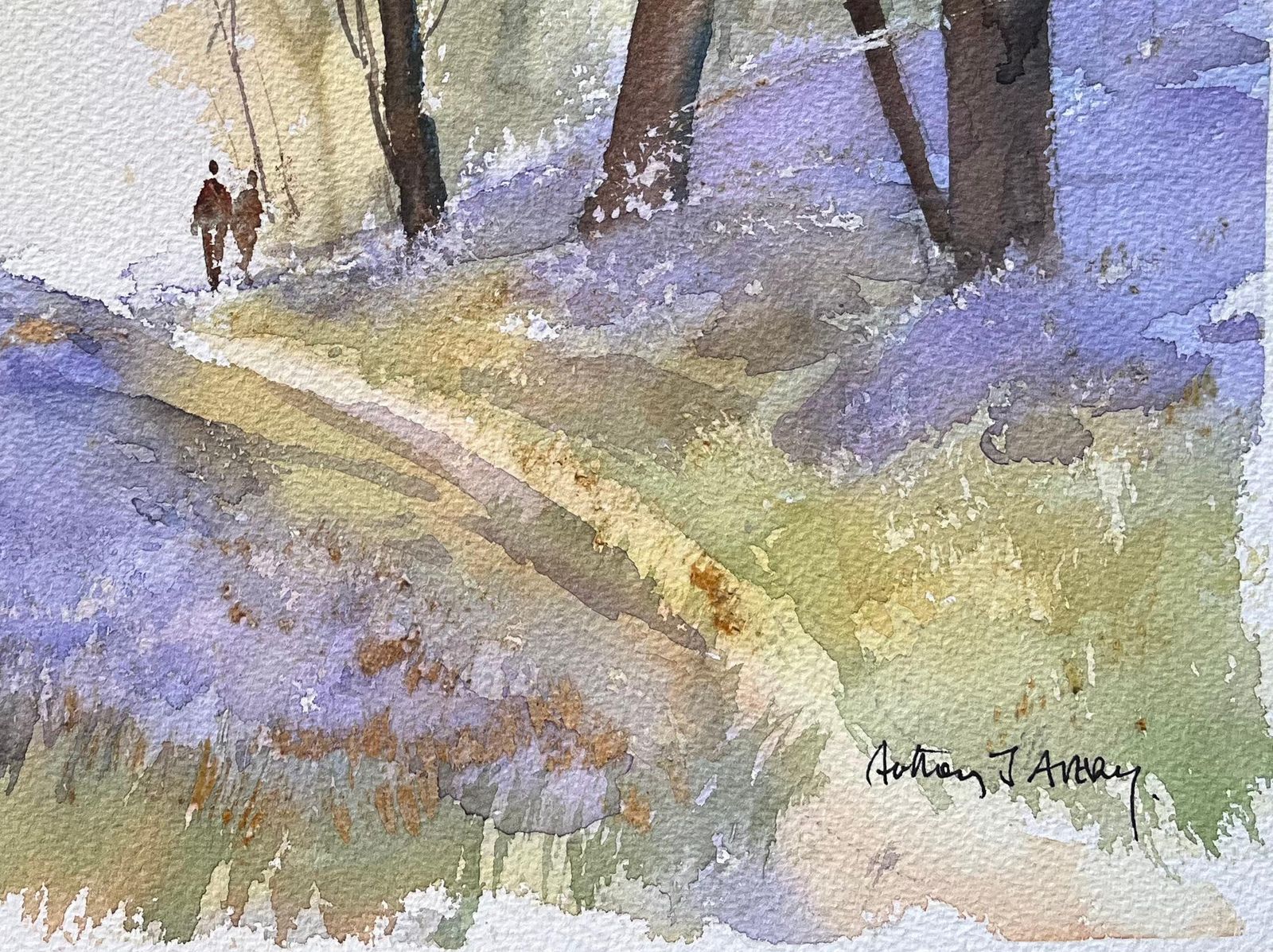 Anthony Avery British Impressionist Watercolor Of A Woodland Walk Among Bluebells photo vinterior