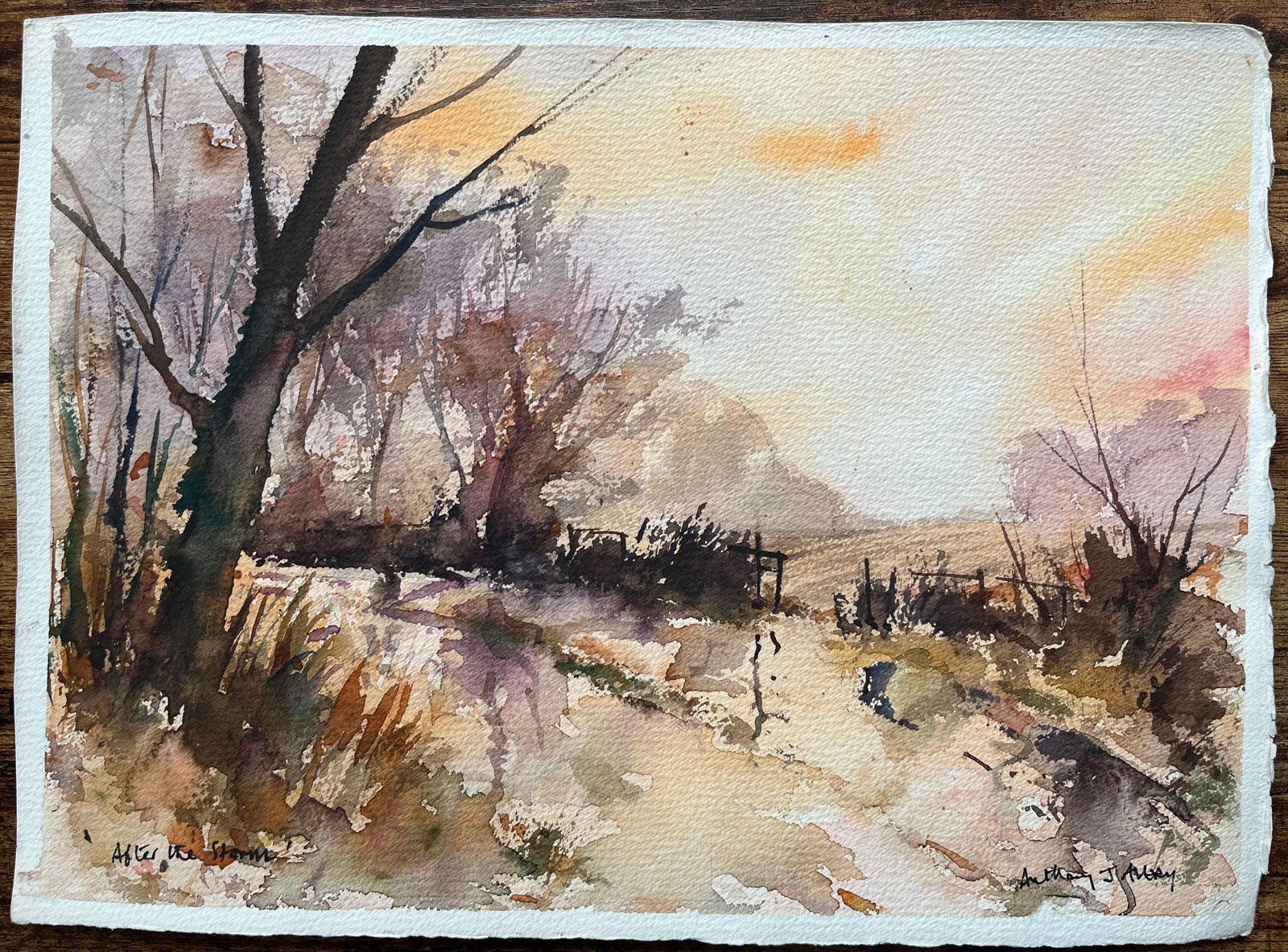 Anthony Avery British Impressionist Watercolor Of A Landscape Scene After The Storm photo furniture