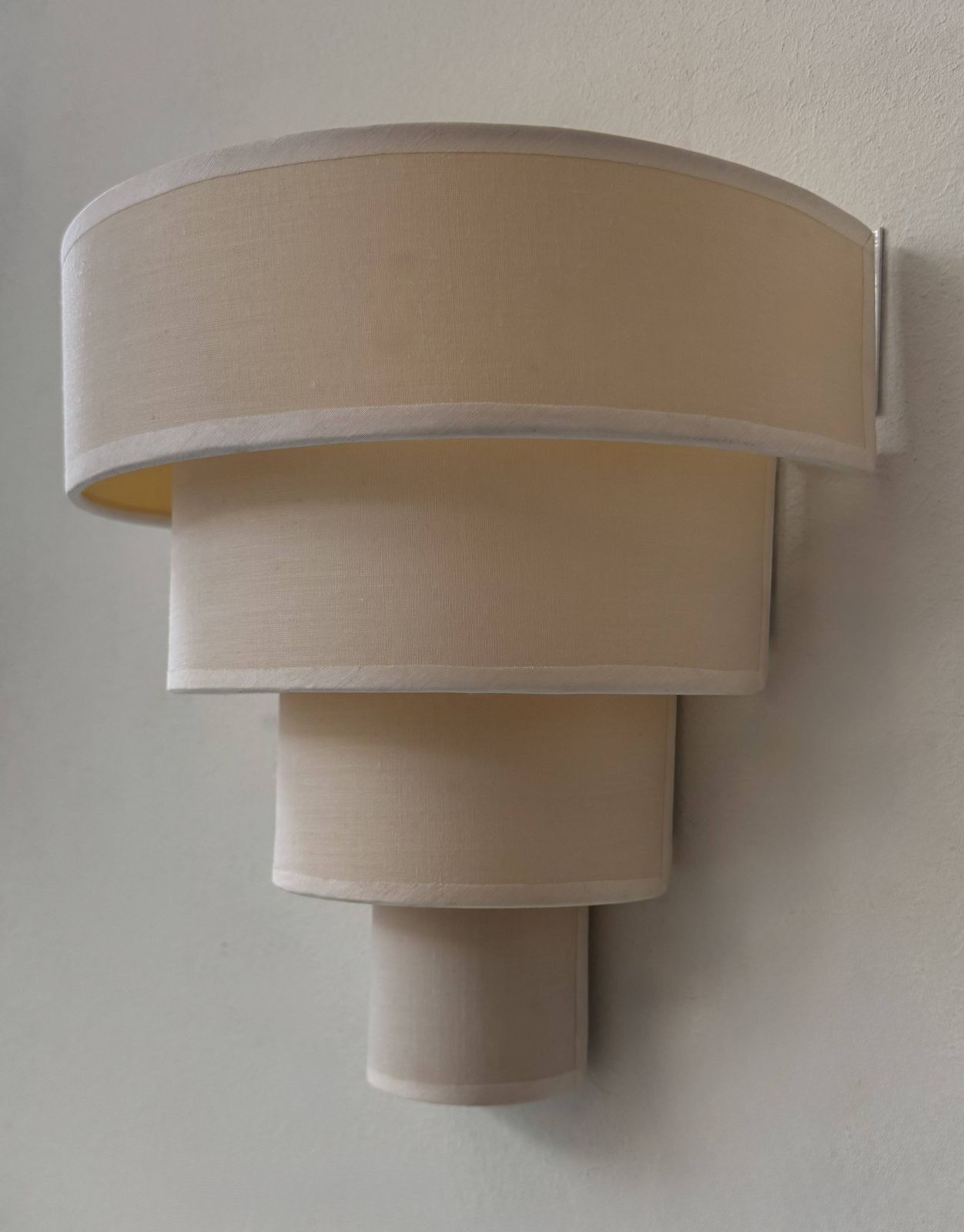 photo for sale Pair Of Vintage Wall Lights, Beige Fabric, Arlus, France, 1980.