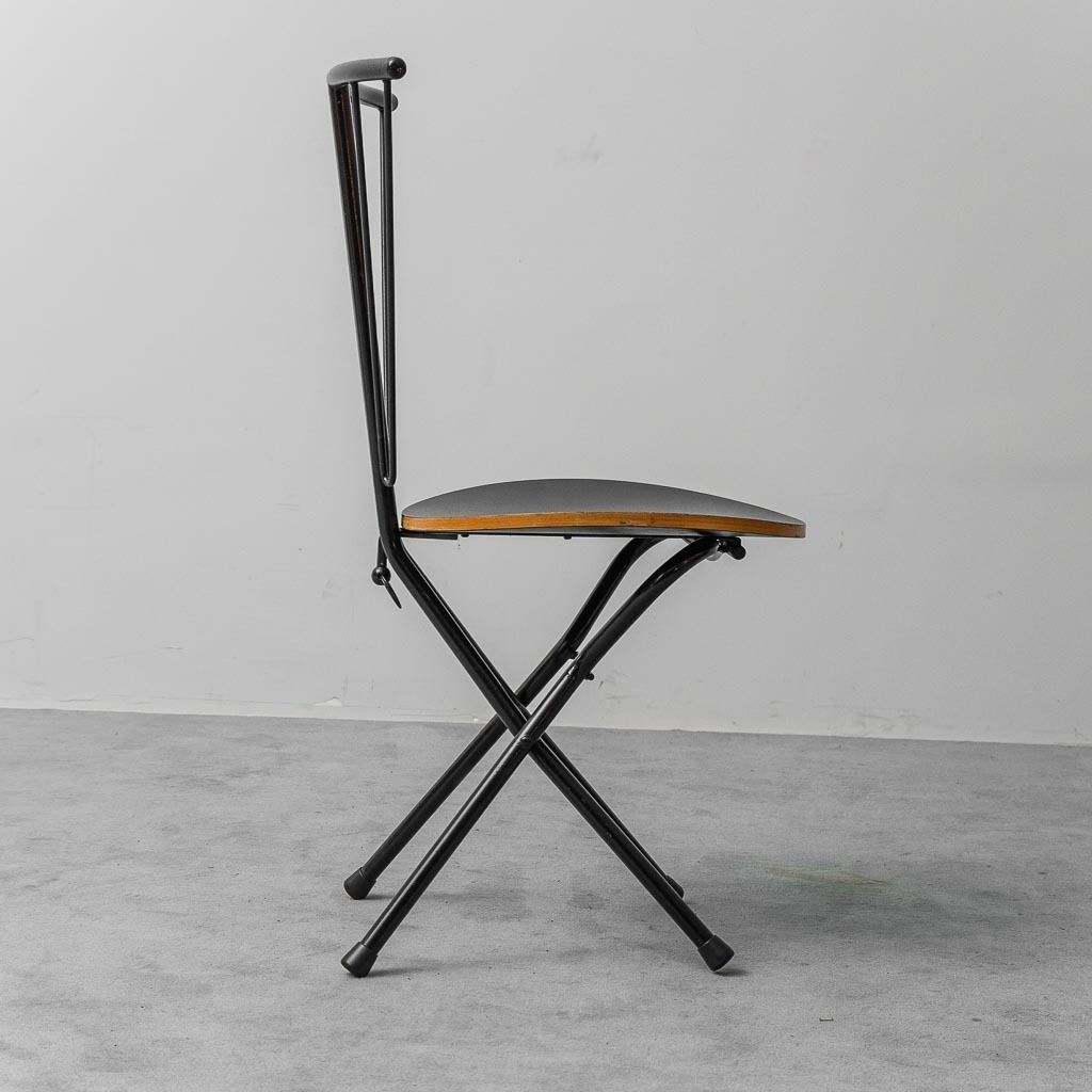 Set Of 4 Vintage 1970s Metal And Wood Folding Chairs photo vintage