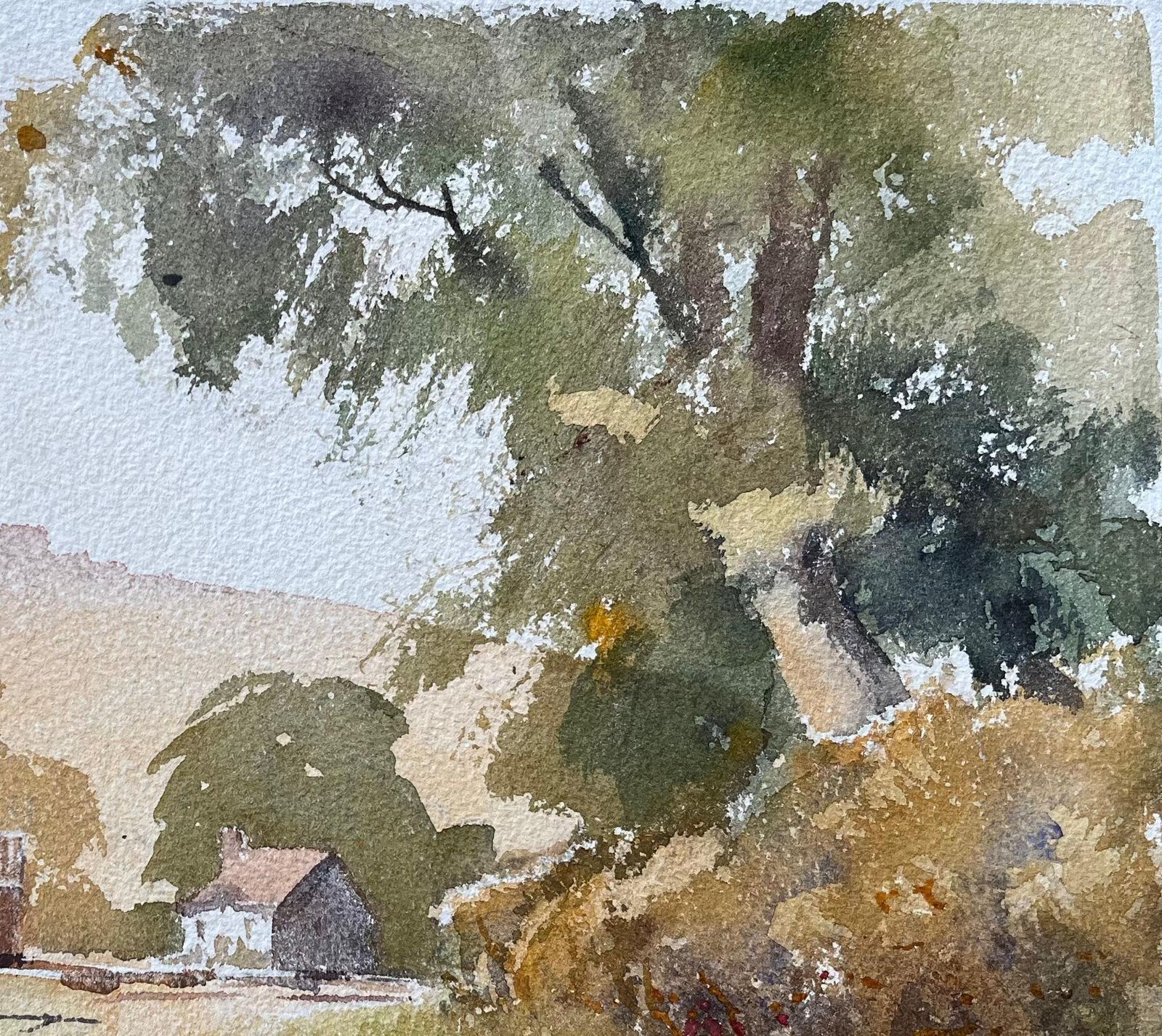 Anthony Avery British Original Watercolor Of A Country Lane In Summer Leading To Farm photo Art