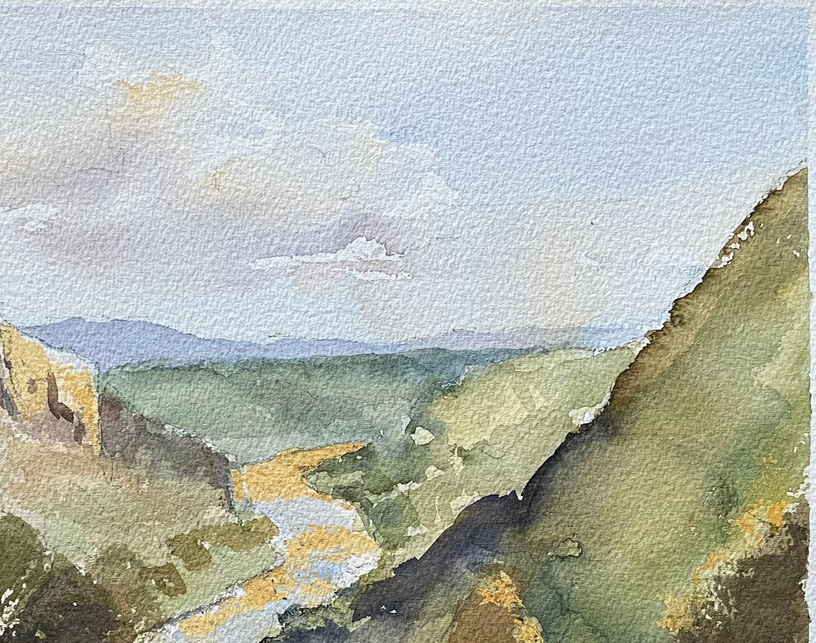 Anthony Avery British Impressionist Watercolor Of A Tranquil River Valley Landscape photo for sale