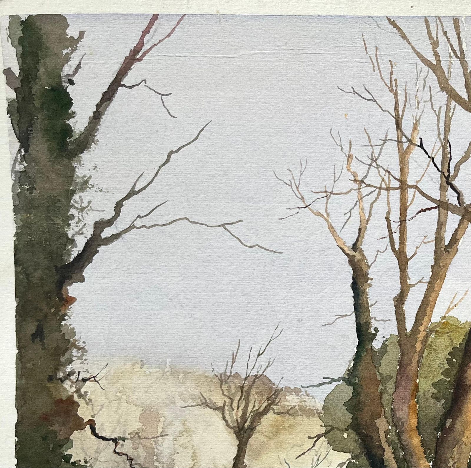 Anthony Avery British Impressionist Watercolor Of A Quiet Country Path With Bare Trees photo vinterior