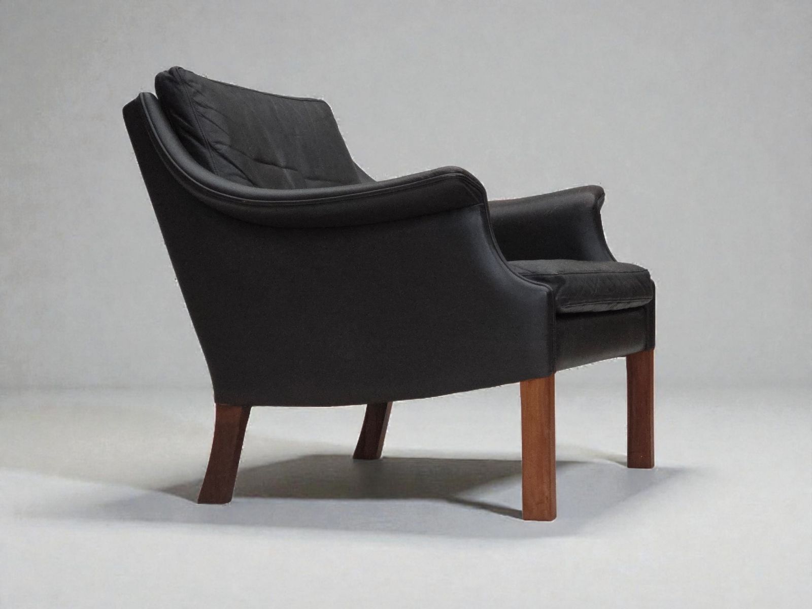 1970s, Danish Design By Aage Christensen, Armchair, Model “Monark“, Leather, Teak Wood.