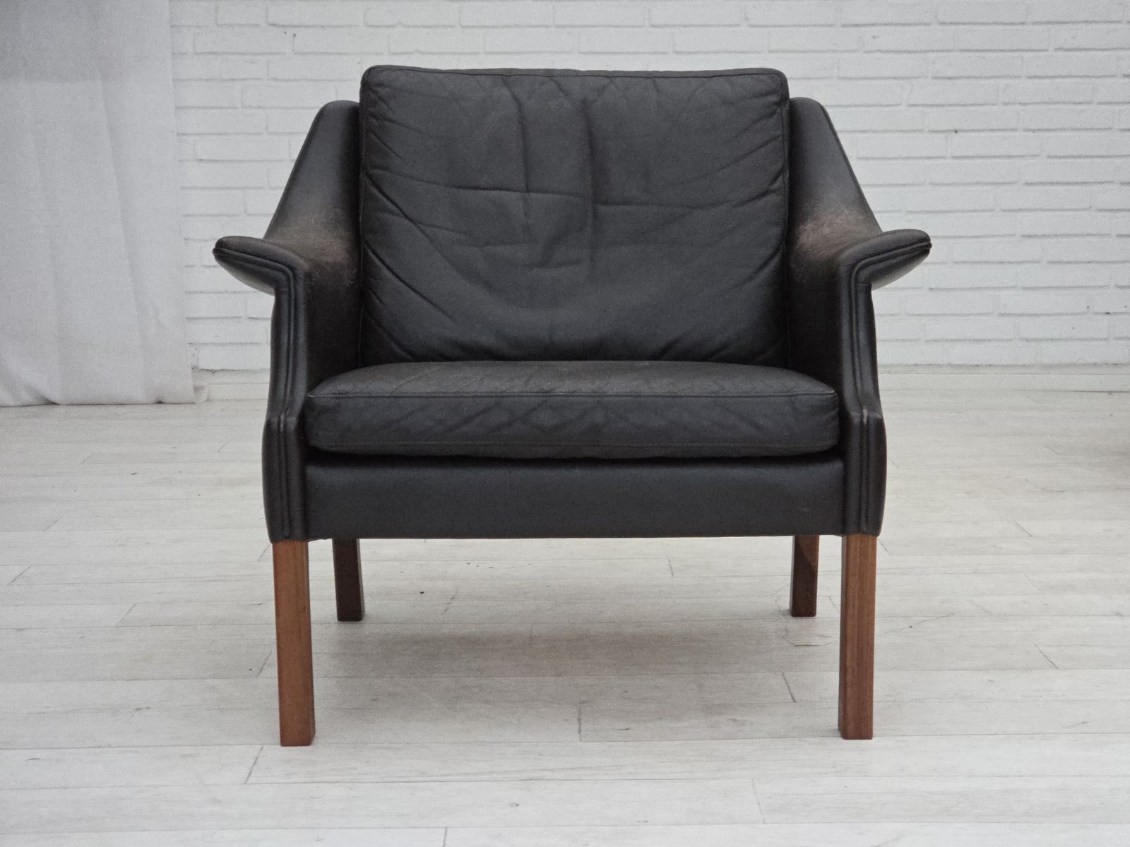 1970s, Danish Design By Aage Christensen, Armchair, Model “Monark“, Leather, Teak Wood. photo buy