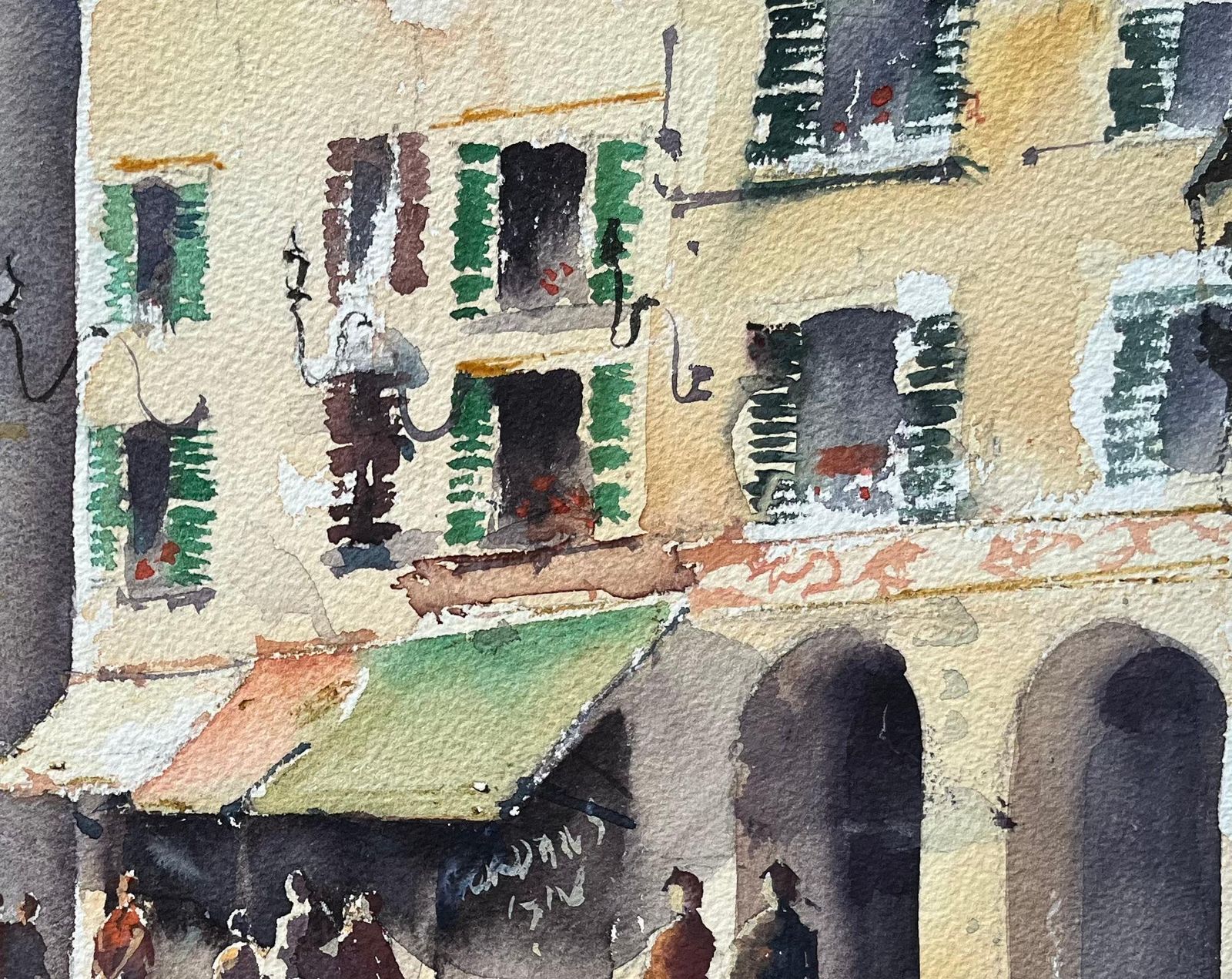 Anthony Avery British Impressionist Watercolor Of A Busy Sunlit European Street Scene photo Art