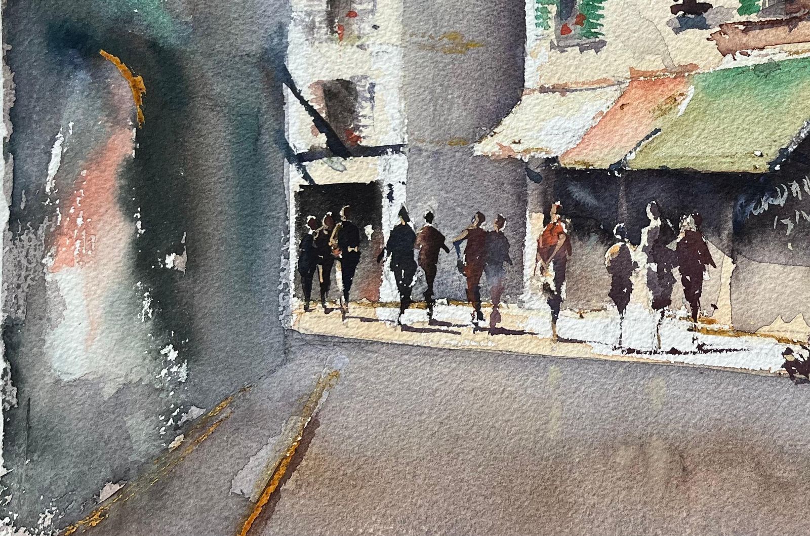 Anthony Avery British Impressionist Watercolor Of A Busy Sunlit European Street Scene photo 520.0