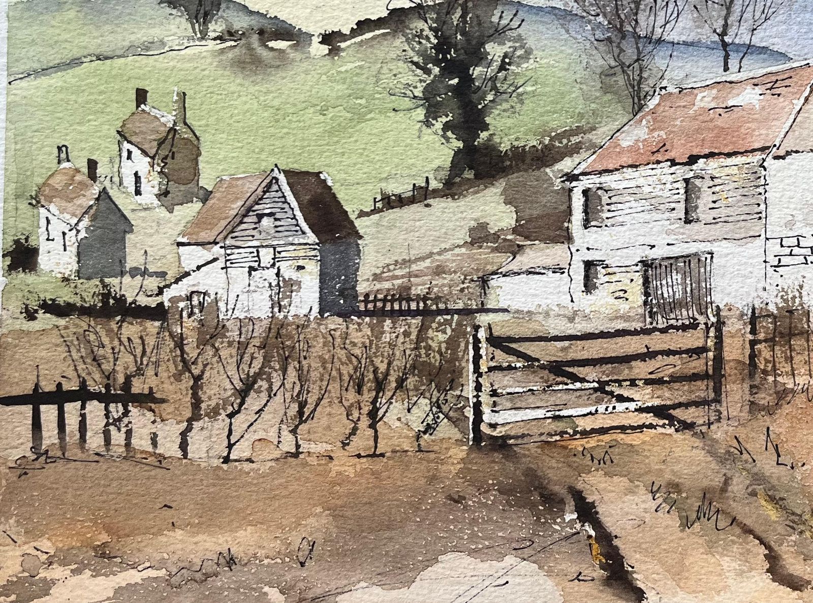 Anthony Avery British Impressionist Watercolor Of Oast Houses In The Countryside photo 520.0